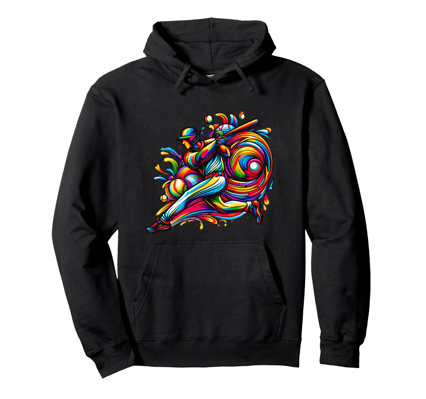 Colorful Baseball Player Art Hoodie - Aesthetic Graphic for Adults - T-Shirt, Sweatshirt, Hoodie