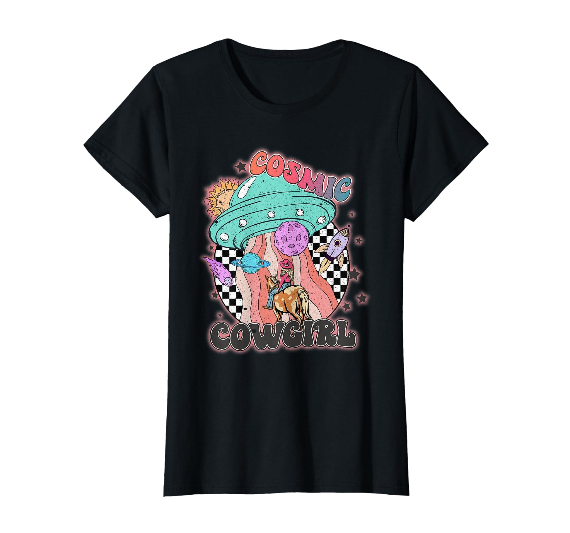 Ufo Cowgirls Horse Western Cosmos T-Shirt - Streetwear Style Unisex - T-Shirt, Sweatshirt, Hoodie