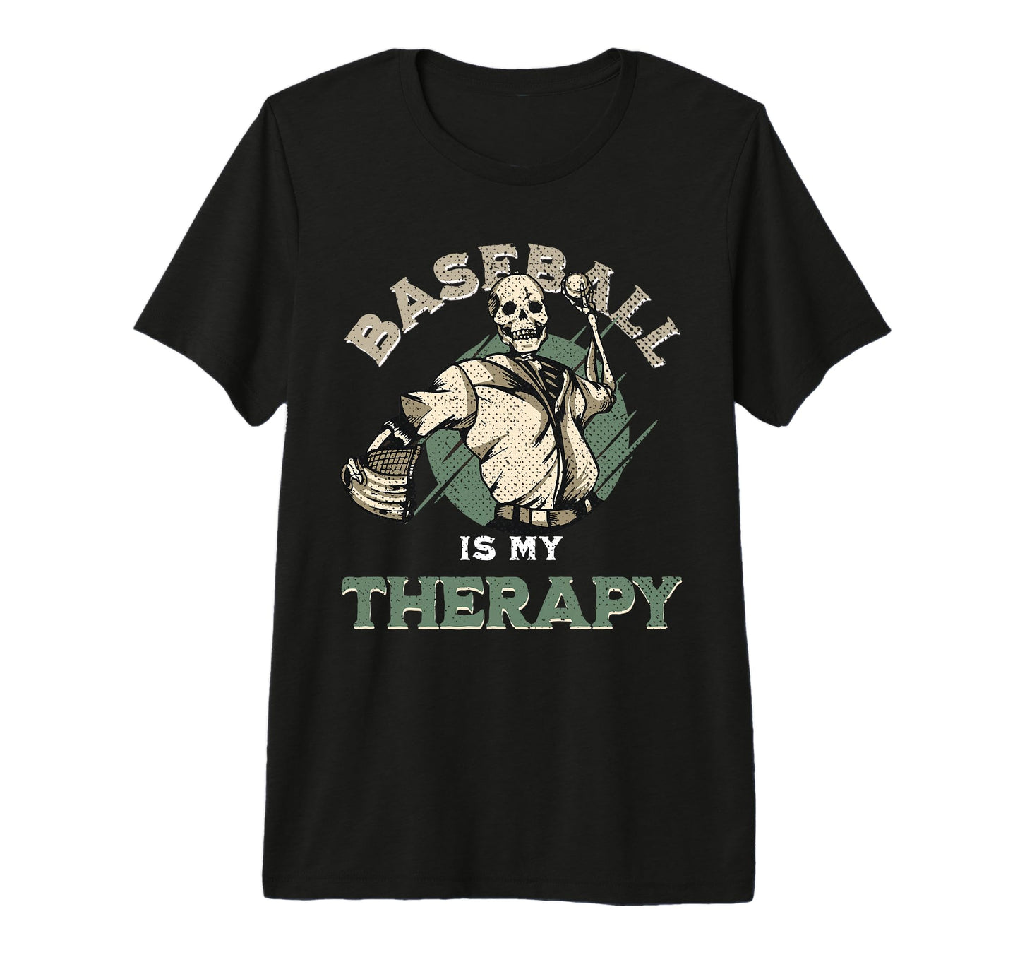 Skull Pitcher Baseball Therapy Funny T-Shirt - Trendy Graphic for Adults - T-Shirt, Sweatshirt, Hoodie