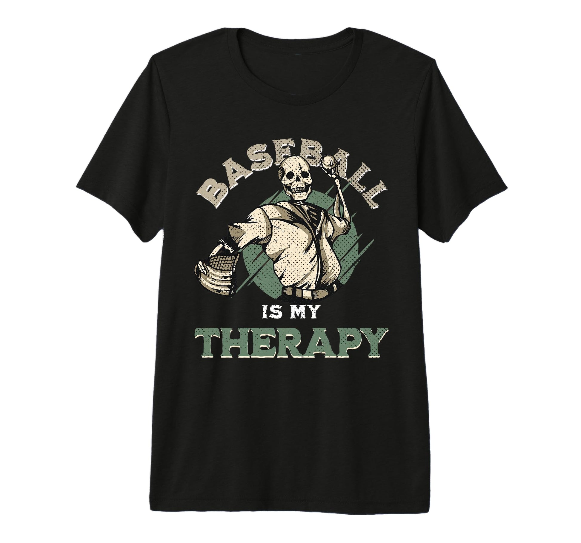 Skull Pitcher Baseball Therapy Funny T-Shirt - Trendy Graphic for Adults - T-Shirt, Sweatshirt, Hoodie