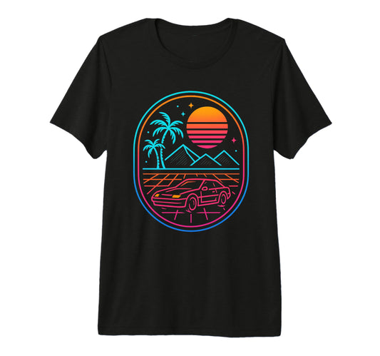 80S Synthwave Tri Blend T-Shirt - Fun Novelty Design Men Women - T-Shirt, Sweatshirt, Hoodie