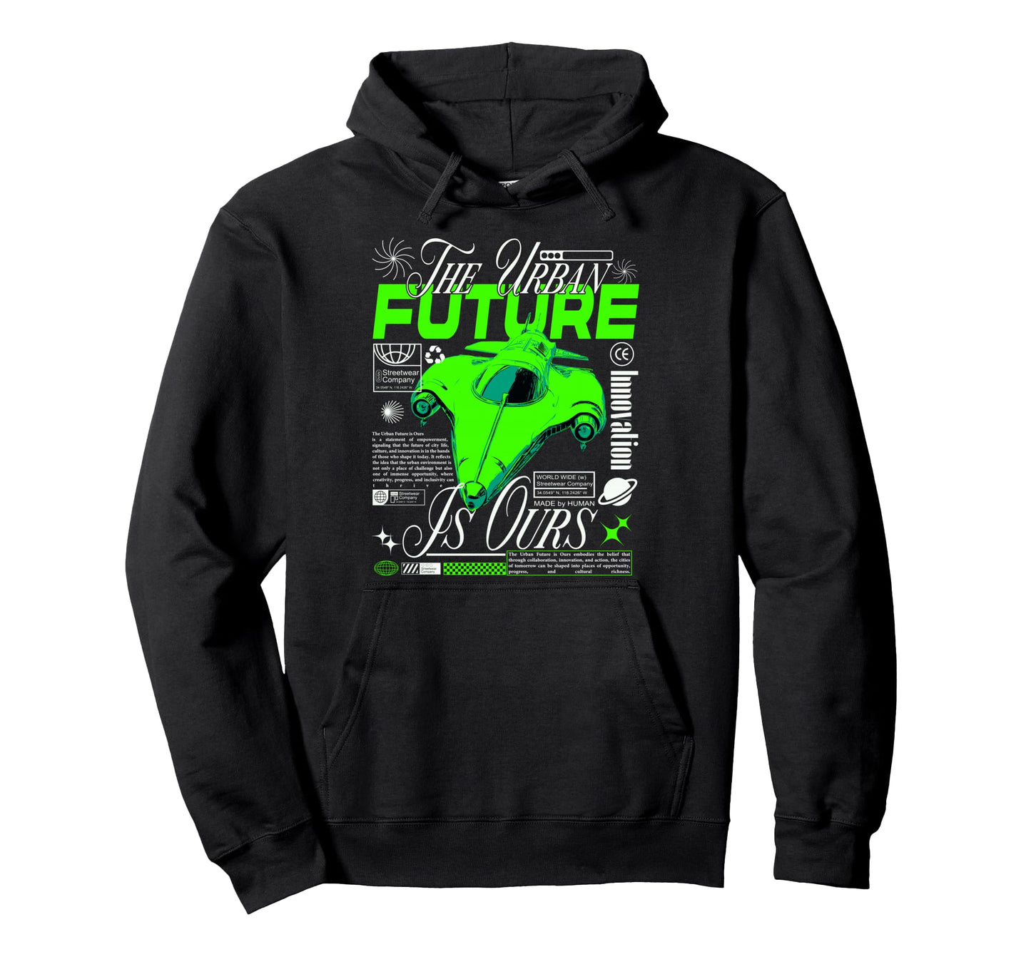 Y2K Urban Future Bold Urban Graffiti Hoodie - Novelty Apparel for Adults - T-Shirt, Sweatshirt, Hoodie