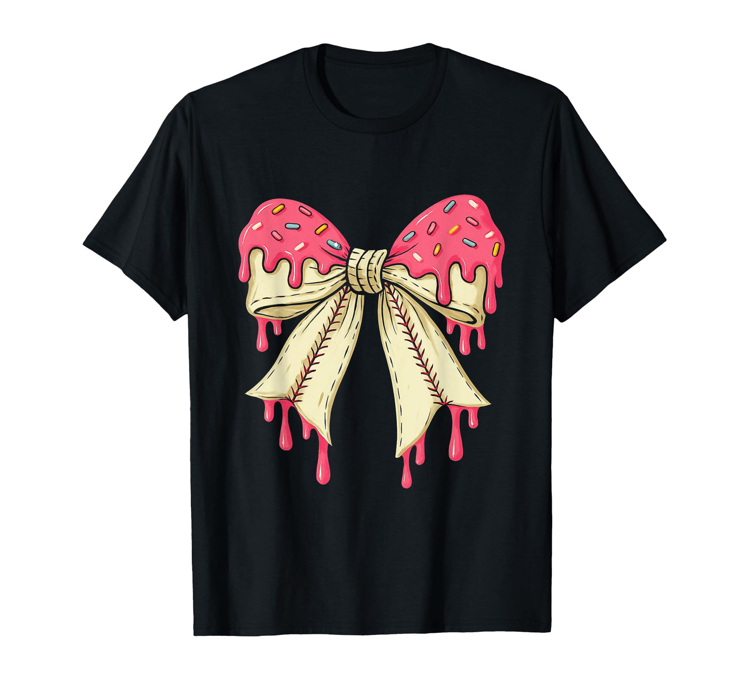 Baseball Bow Ice Cream Dripping T-Shirt - Casual Everyday Wear Men Women - T-Shirt, Sweatshirt, Hoodie