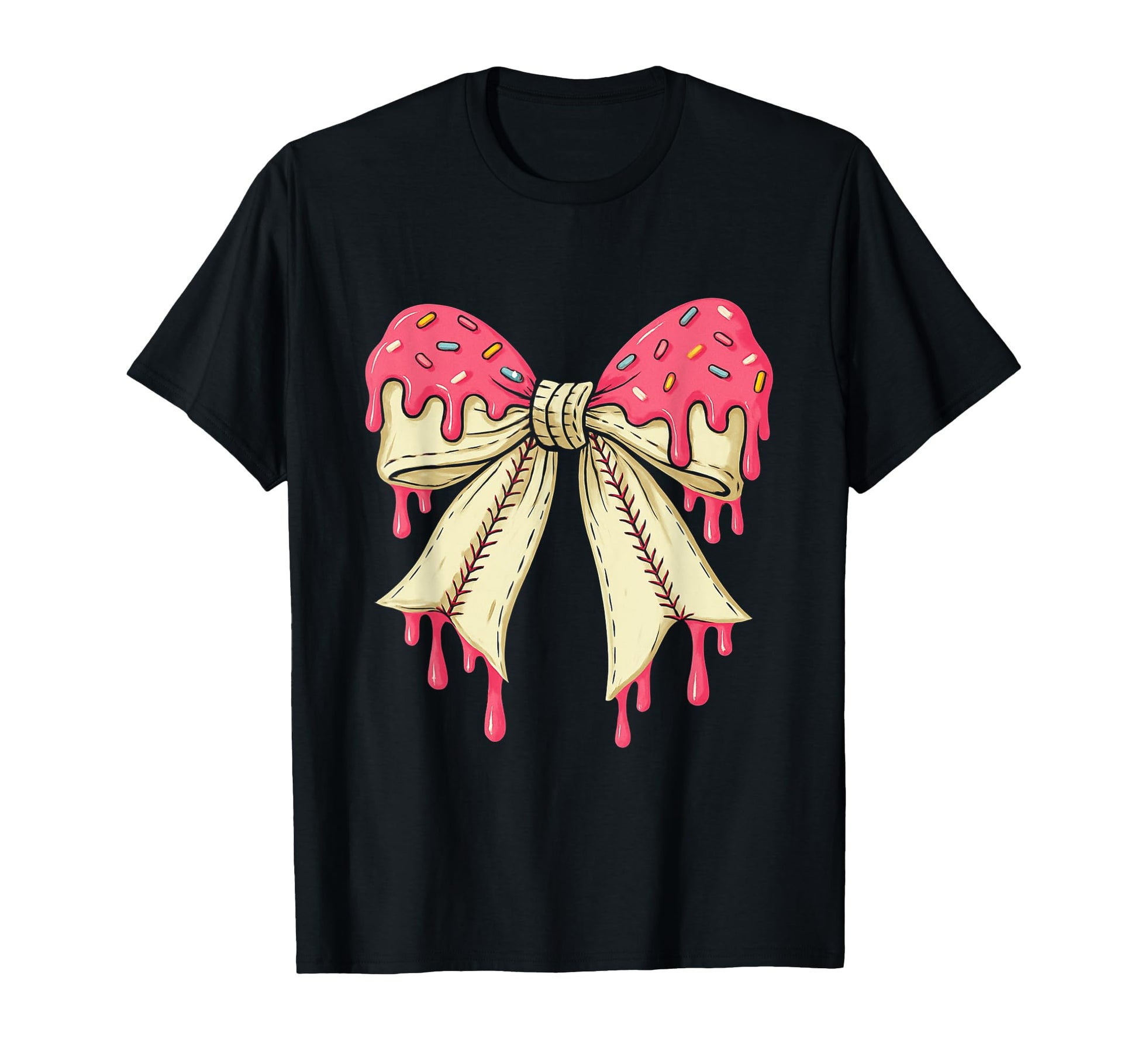 Baseball Bow Ice Cream Dripping T-Shirt - Casual Everyday Wear Men Women - T-Shirt, Sweatshirt, Hoodie