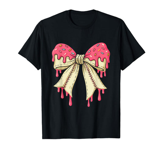 Baseball Bow Ice Cream Dripping T-Shirt - Casual Everyday Wear Men Women - T-Shirt, Sweatshirt, Hoodie