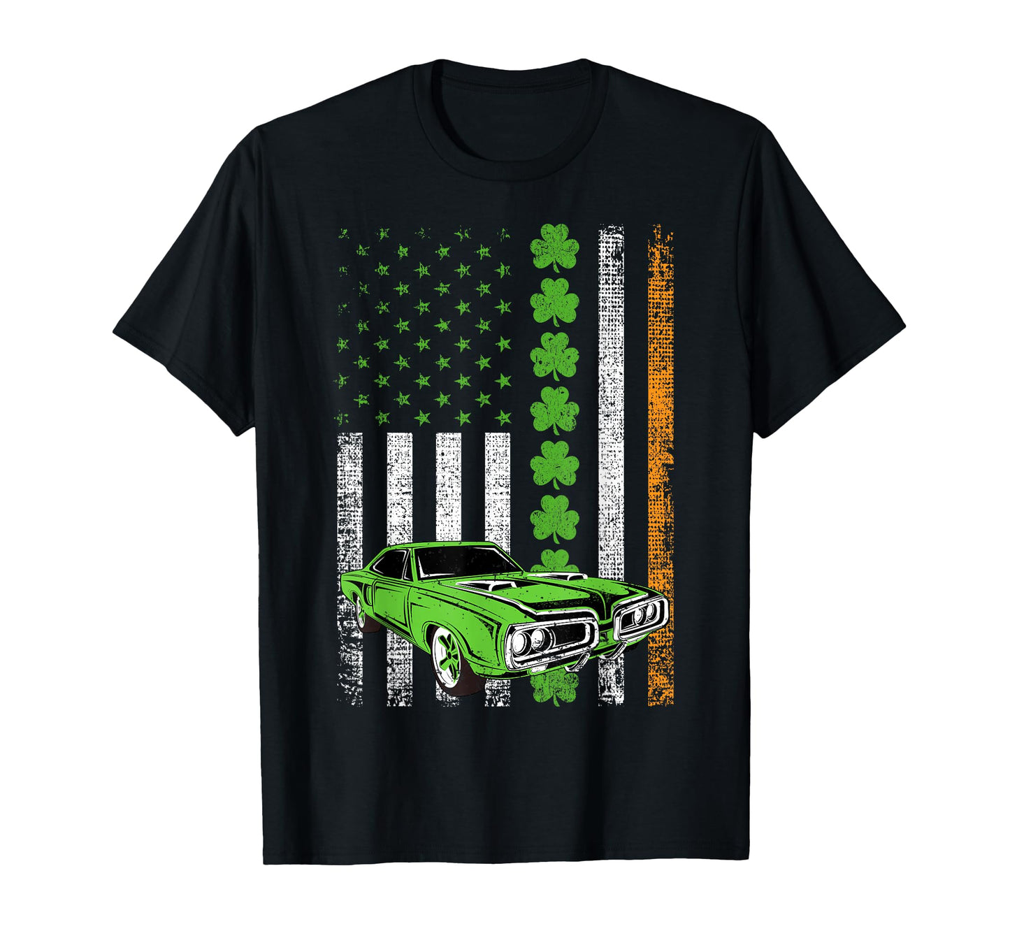 Irish American Flag Lucky Car Racing St T-Shirt - Graphic Print Men Women - T-Shirt, Sweatshirt, Hoodie