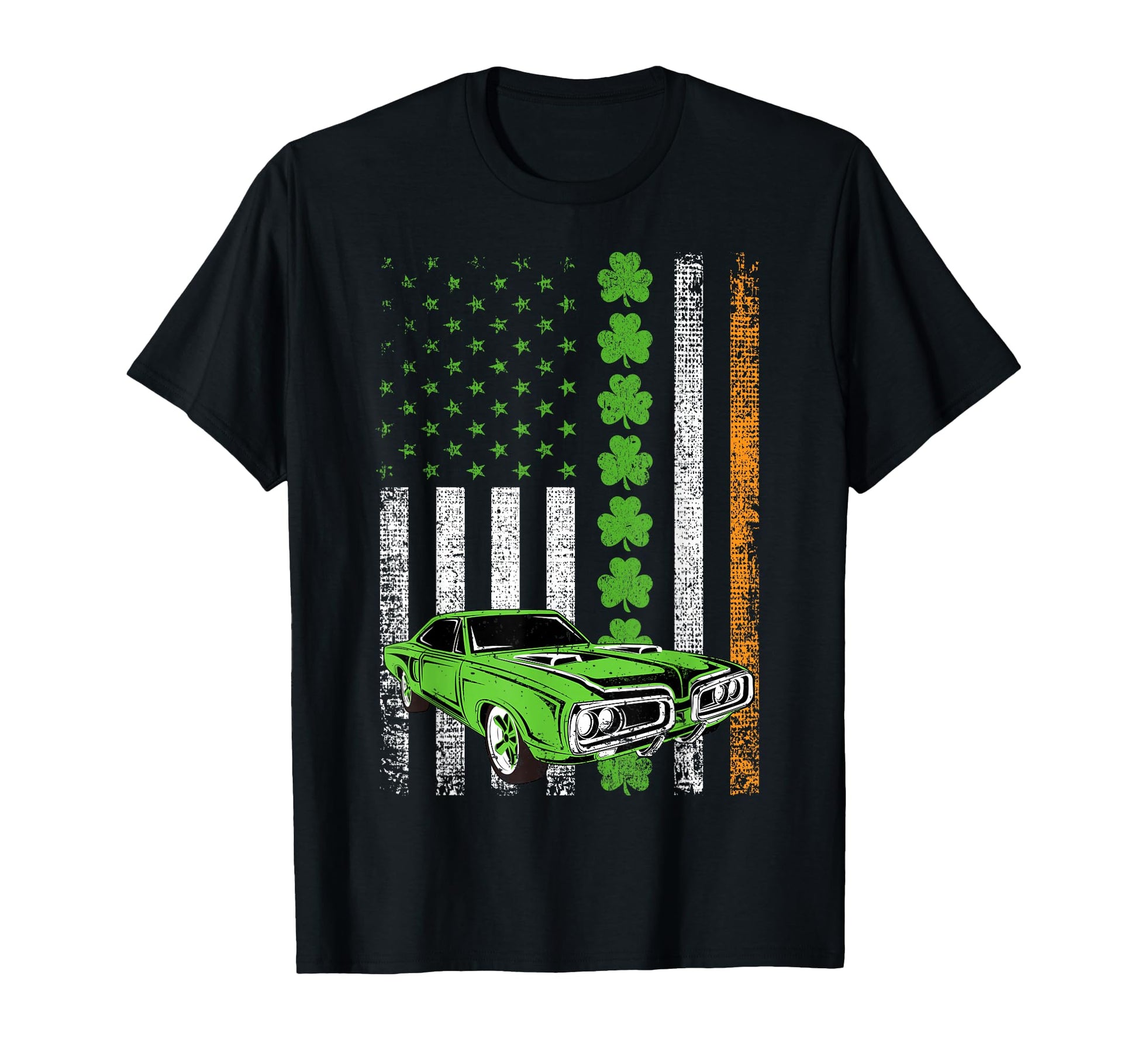 Irish American Flag Lucky Car Racing St T-Shirt - Graphic Print Men Women - T-Shirt, Sweatshirt, Hoodie