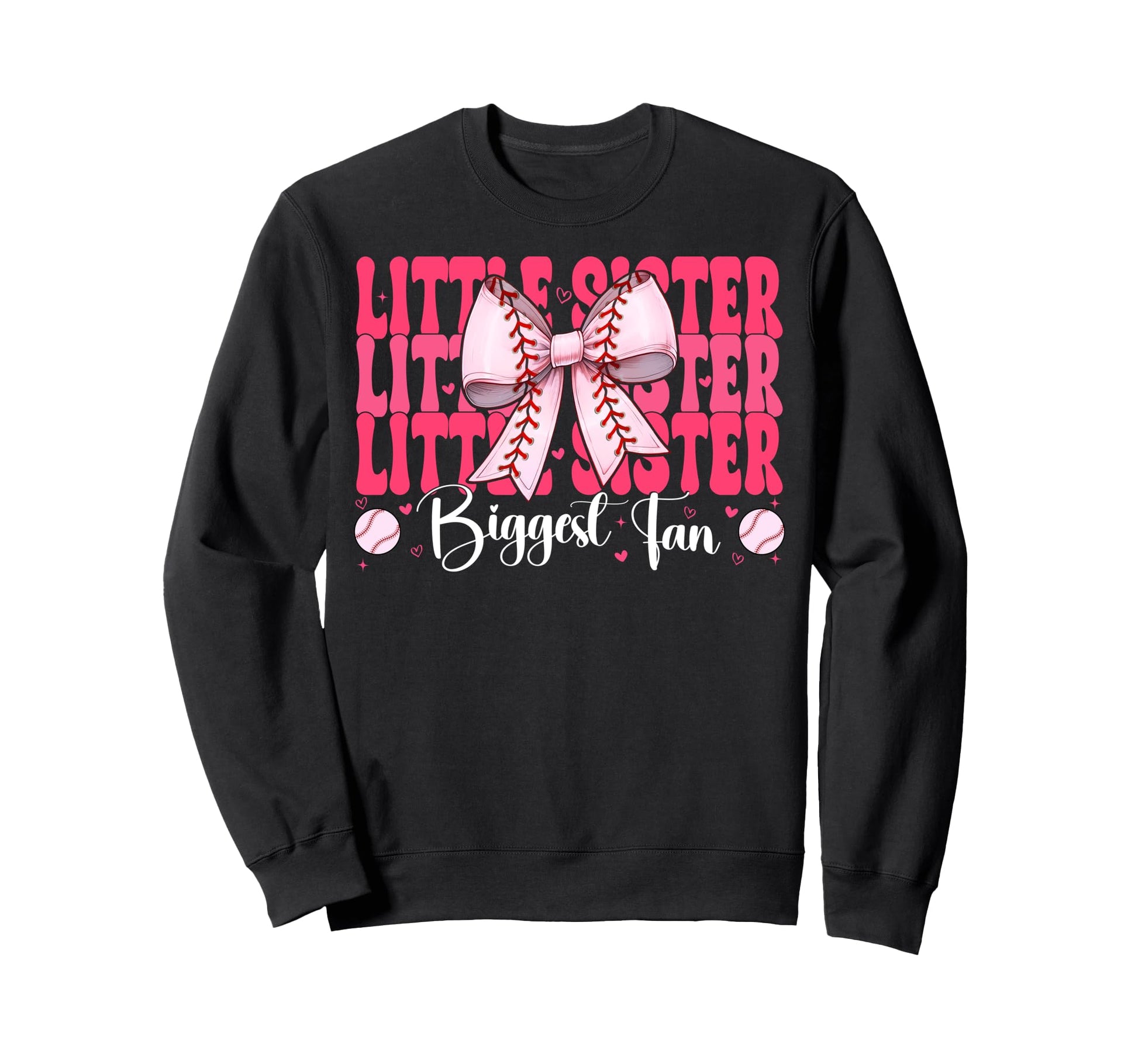 Baseball Sister Coquette Bow Sweatshirt - Minimalist Print for Adults - T-Shirt, Sweatshirt, Hoodie