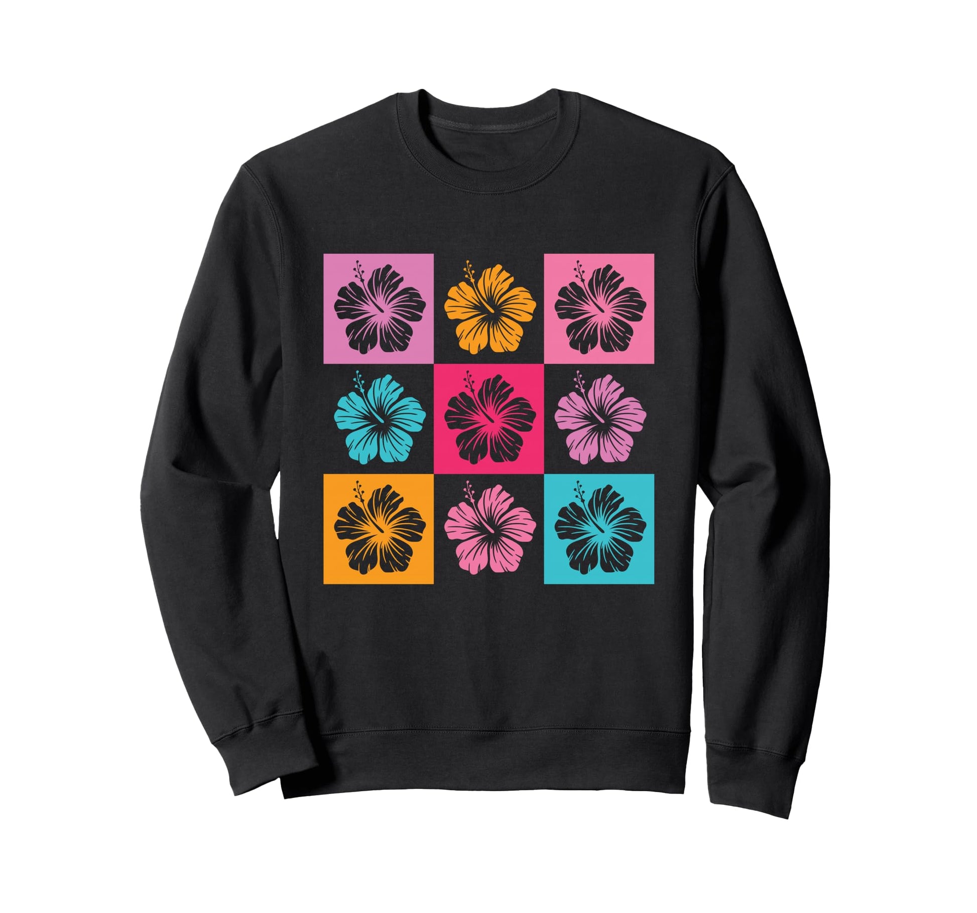 Checkered Tropical Hibiscus Hawaii Sweatshirt - Streetwear Style Men Women - T-Shirt, Sweatshirt, Hoodie