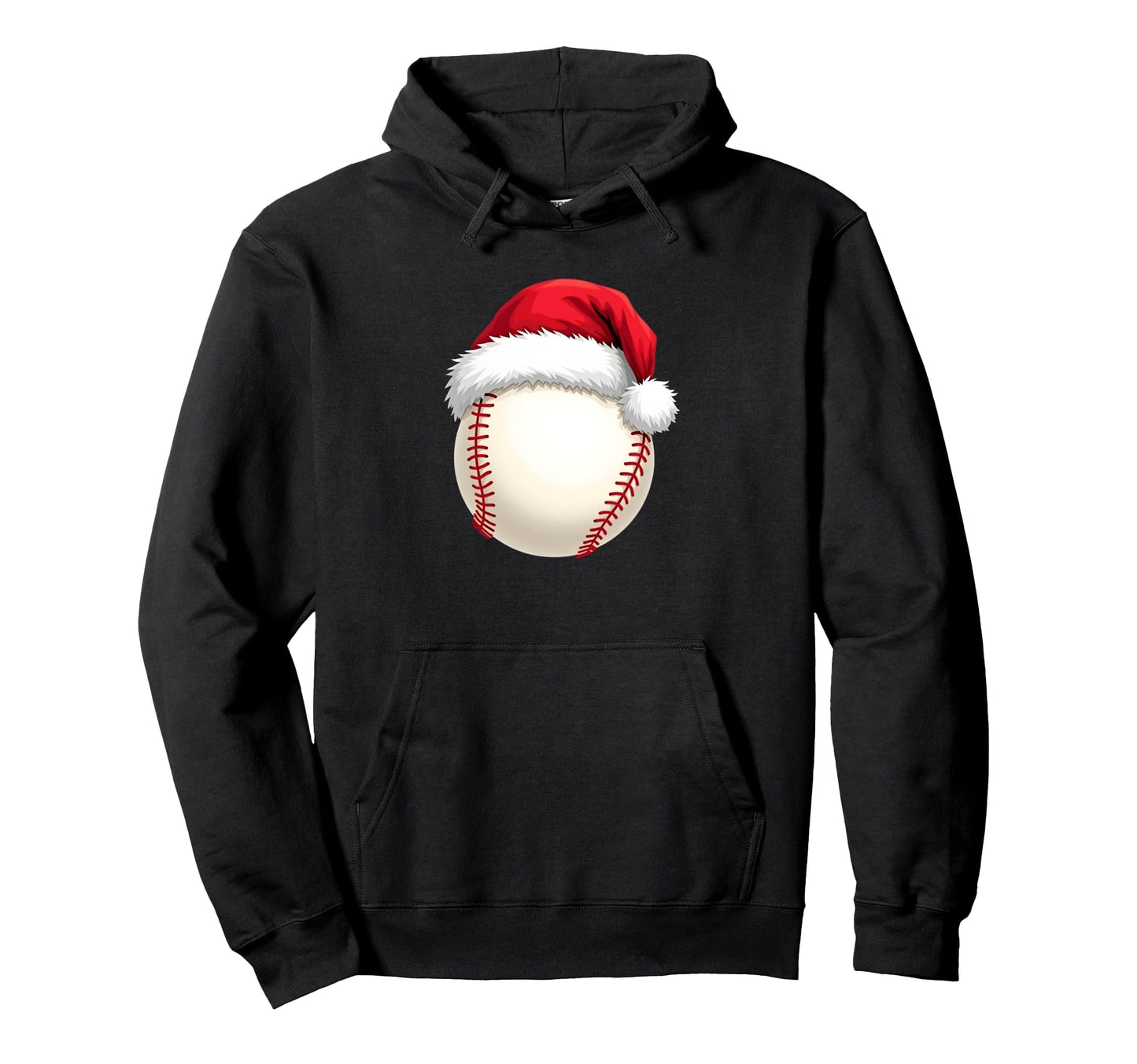 Baseball Santa Hat Funny Sport Hoodie - Novelty Apparel for Adults - T-Shirt, Sweatshirt, Hoodie
