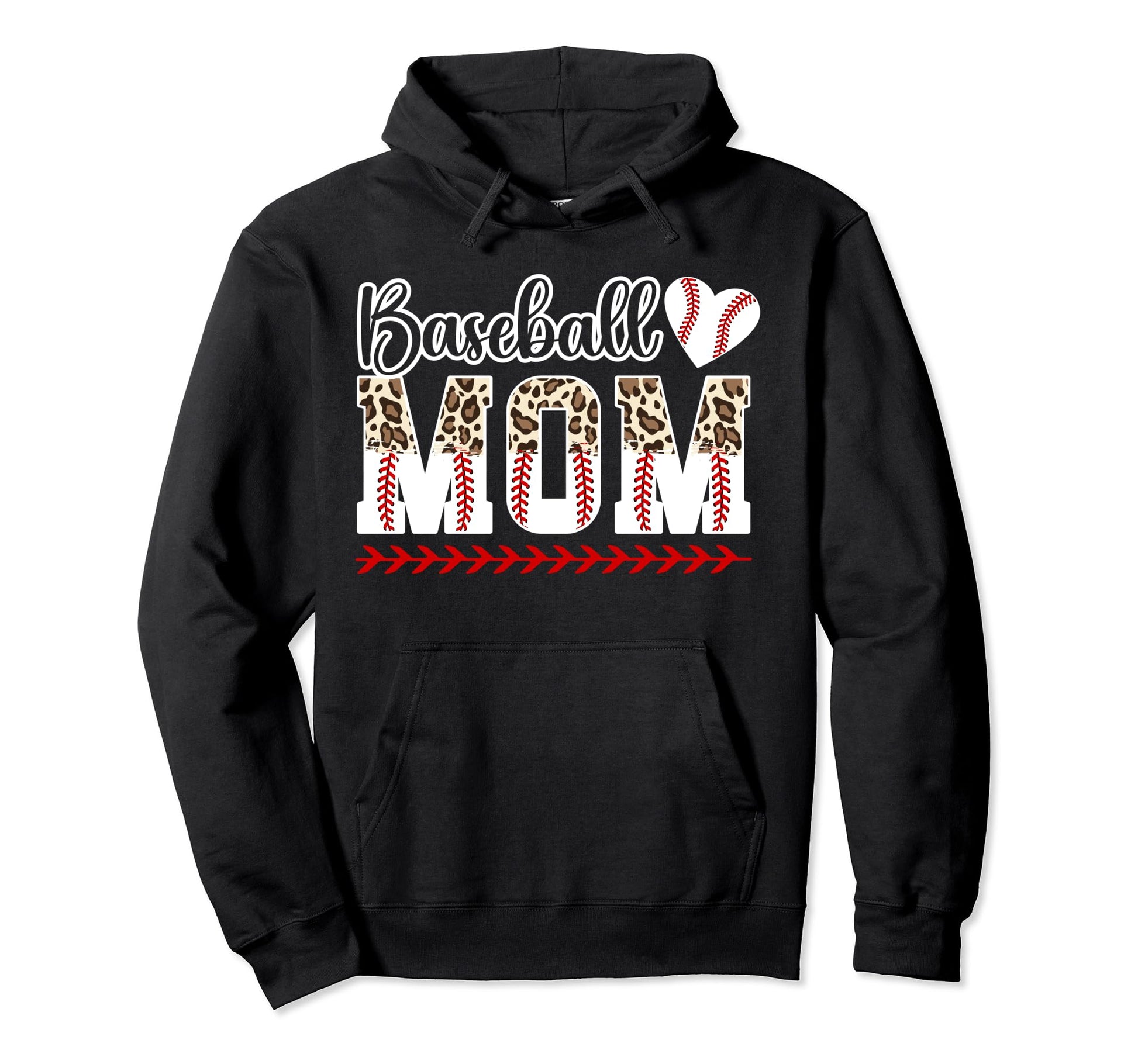 Baseball Mom Leopard Mom Baseball Hoodie - Aesthetic Graphic for Adults - T-Shirt, Sweatshirt, Hoodie