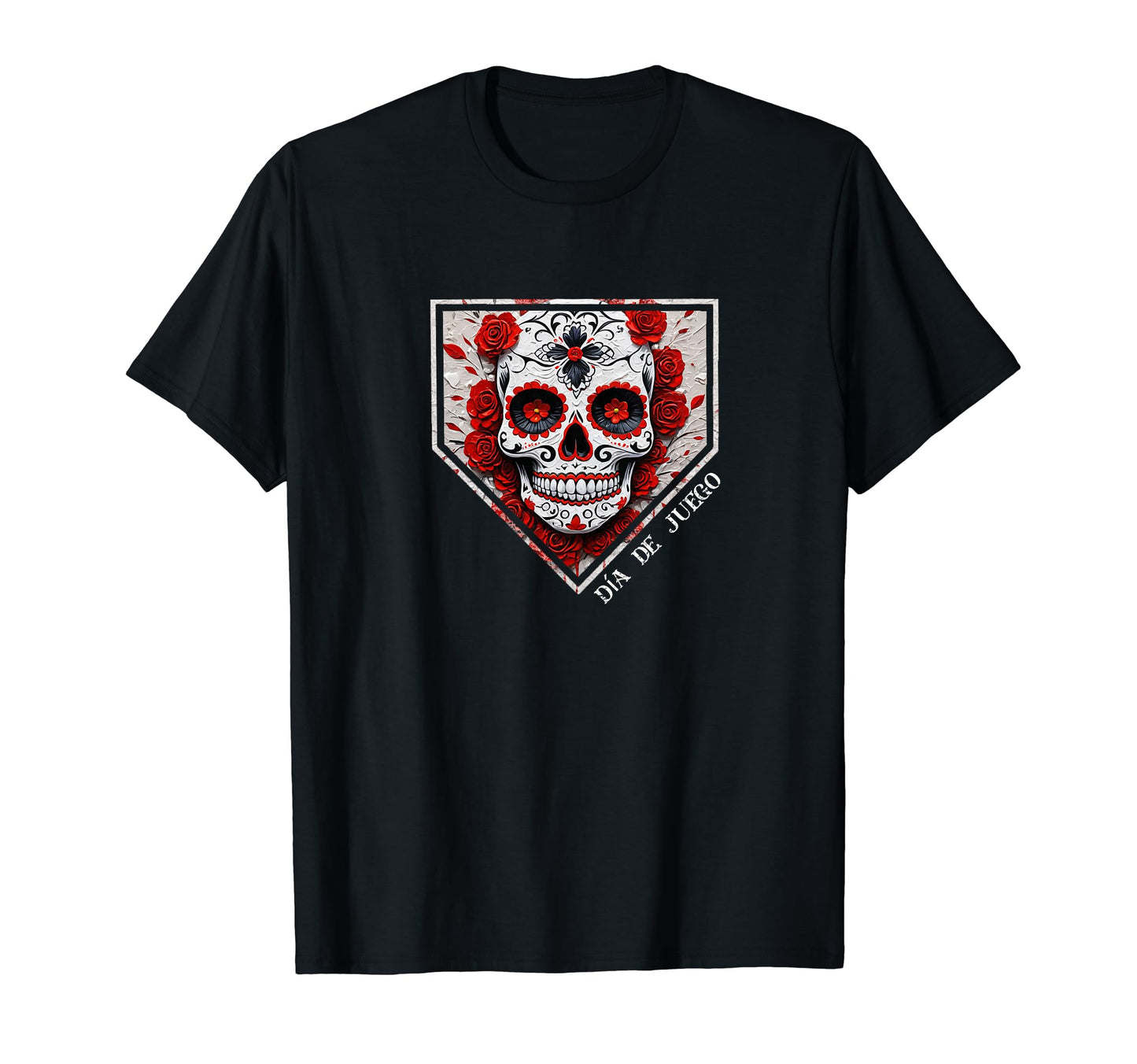 Softball Baseball Sugar Skull Dia De Juego T-Shirt - Trendy Graphic Unisex - T-Shirt, Sweatshirt, Hoodie