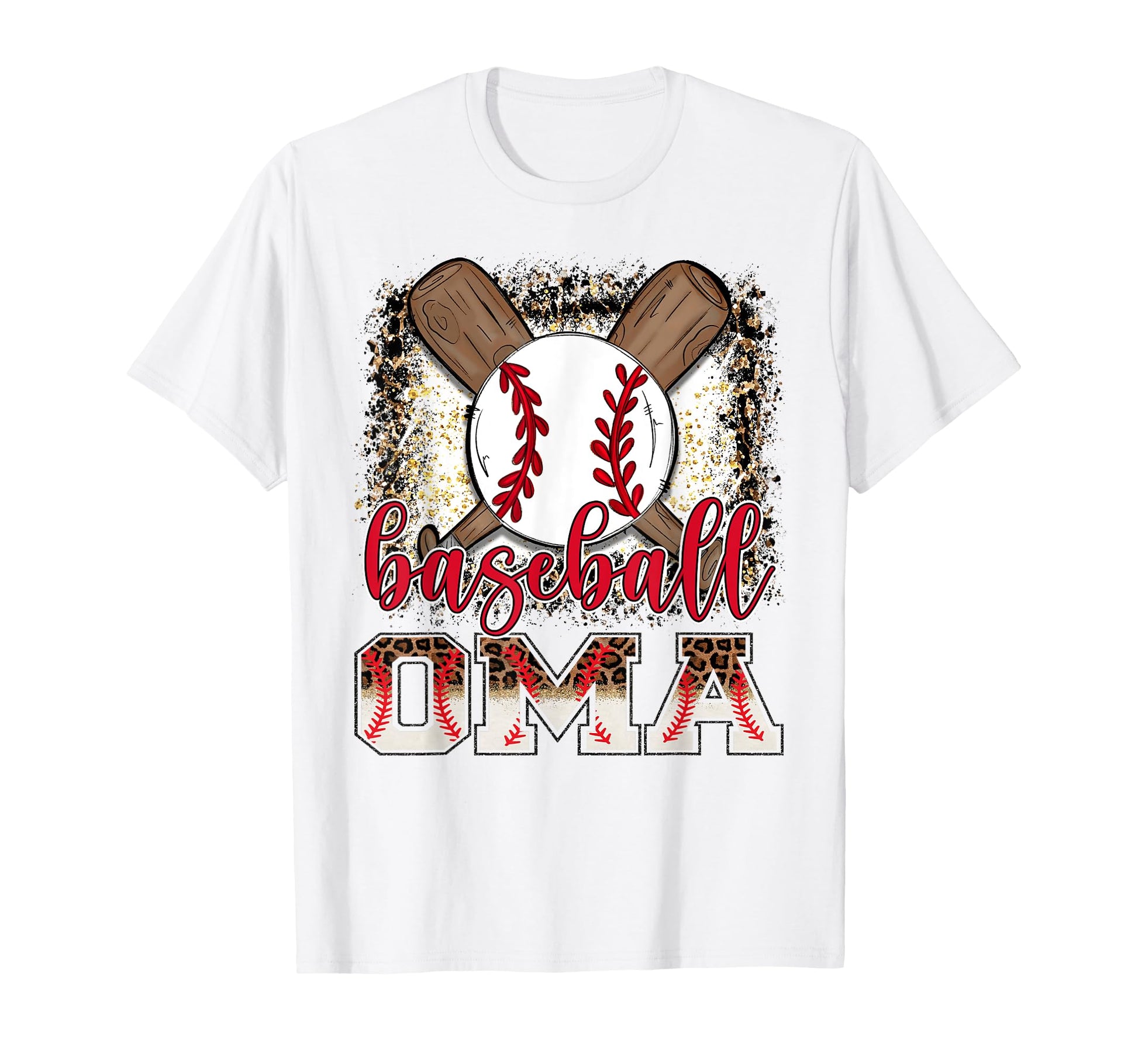 Baseball Oma Leopard Proud Ball T-Shirt - Casual Everyday Wear Men Women - T-Shirt, Sweatshirt, Hoodie