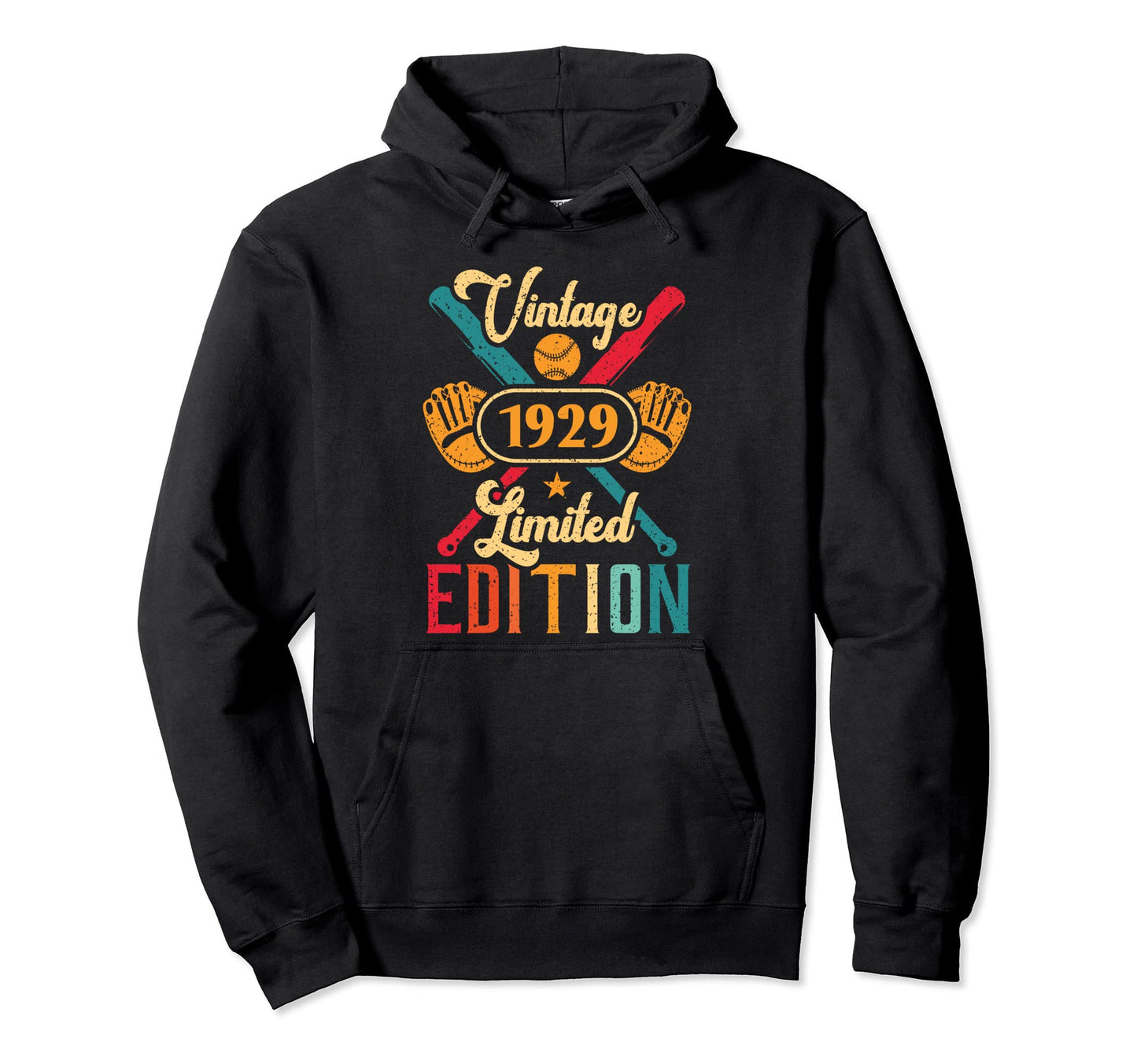 Baseball 93Th Birthday 1929 Softball Hoodie - Unique Graphic for Adults - T-Shirt, Sweatshirt, Hoodie