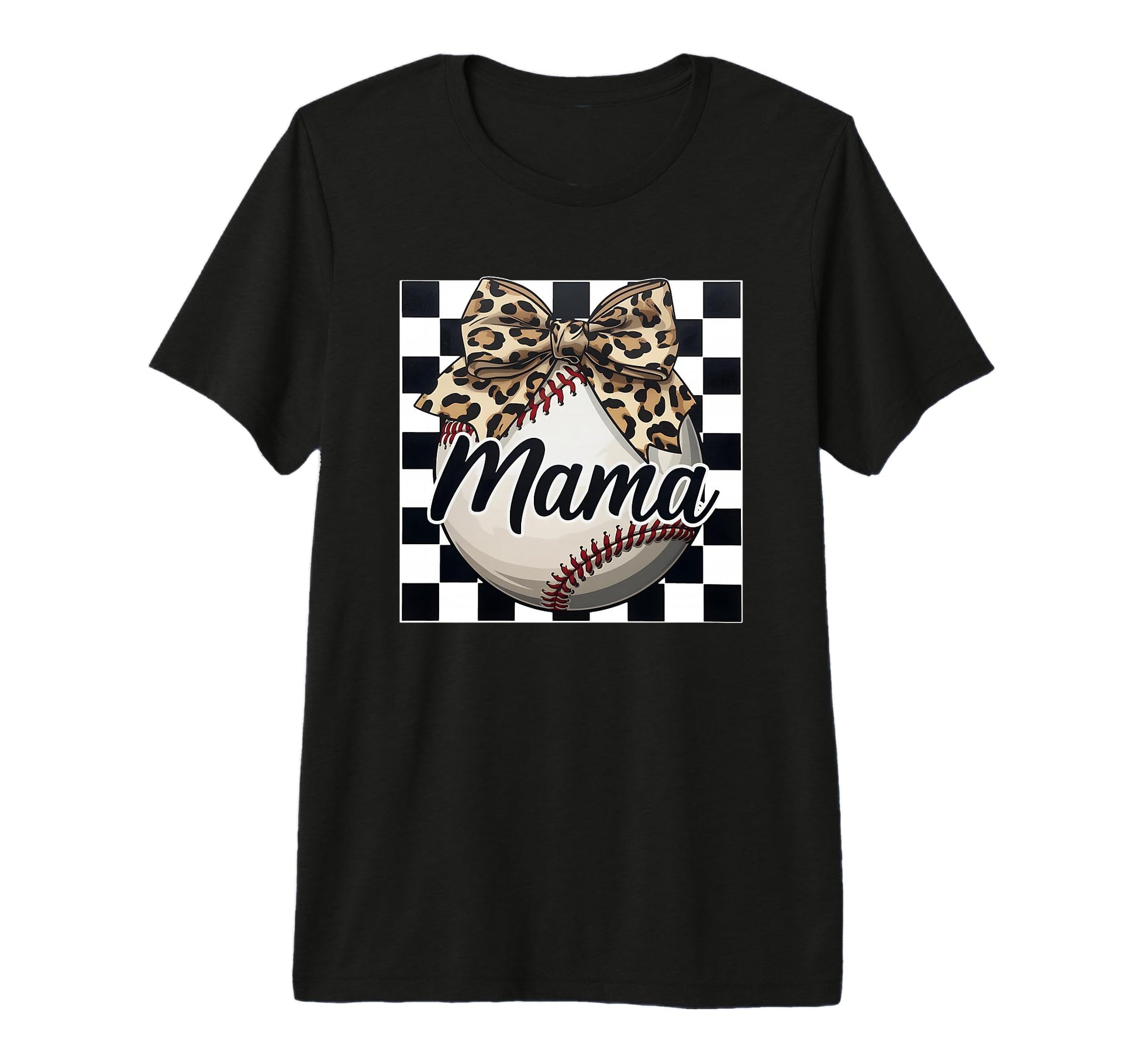 Leopard Bow Baseball Mama Tri Blend T-Shirt - Streetwear Style Unisex - T-Shirt, Sweatshirt, Hoodie