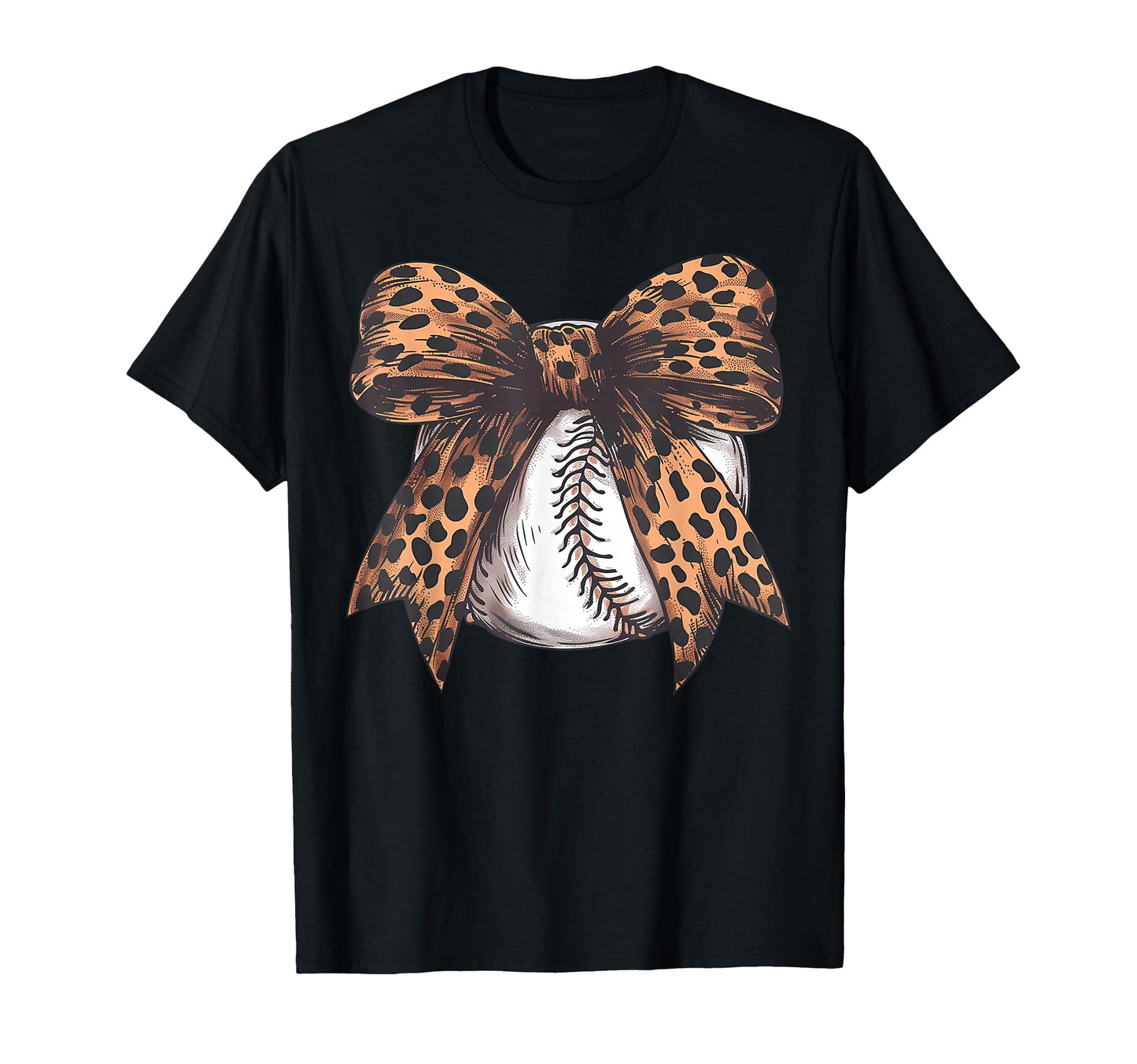 Baseball Leopard Coquette Bow T-Shirt - Casual Everyday Wear Men Women - T-Shirt, Sweatshirt, Hoodie