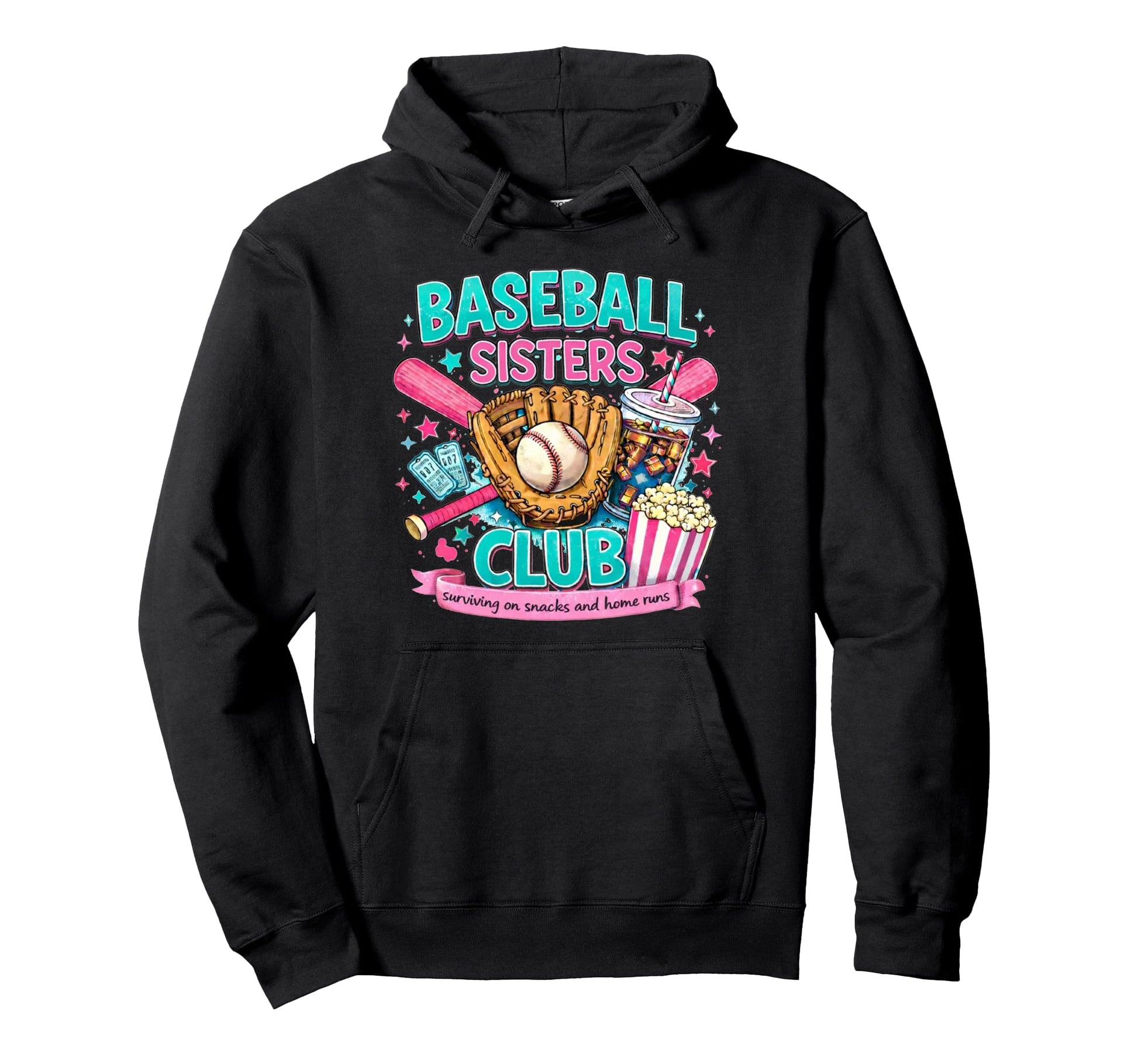 Baseball Sisters Club Surviving Snacks Hoodie - Graphic Print for Adults - T-Shirt, Sweatshirt, Hoodie