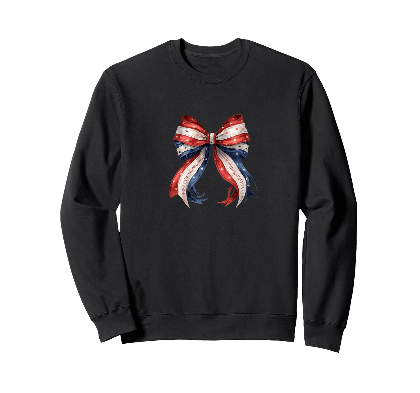 American Flag Baseball Bow Sweatshirt - Novelty Apparel Unisex - T-Shirt, Sweatshirt, Hoodie
