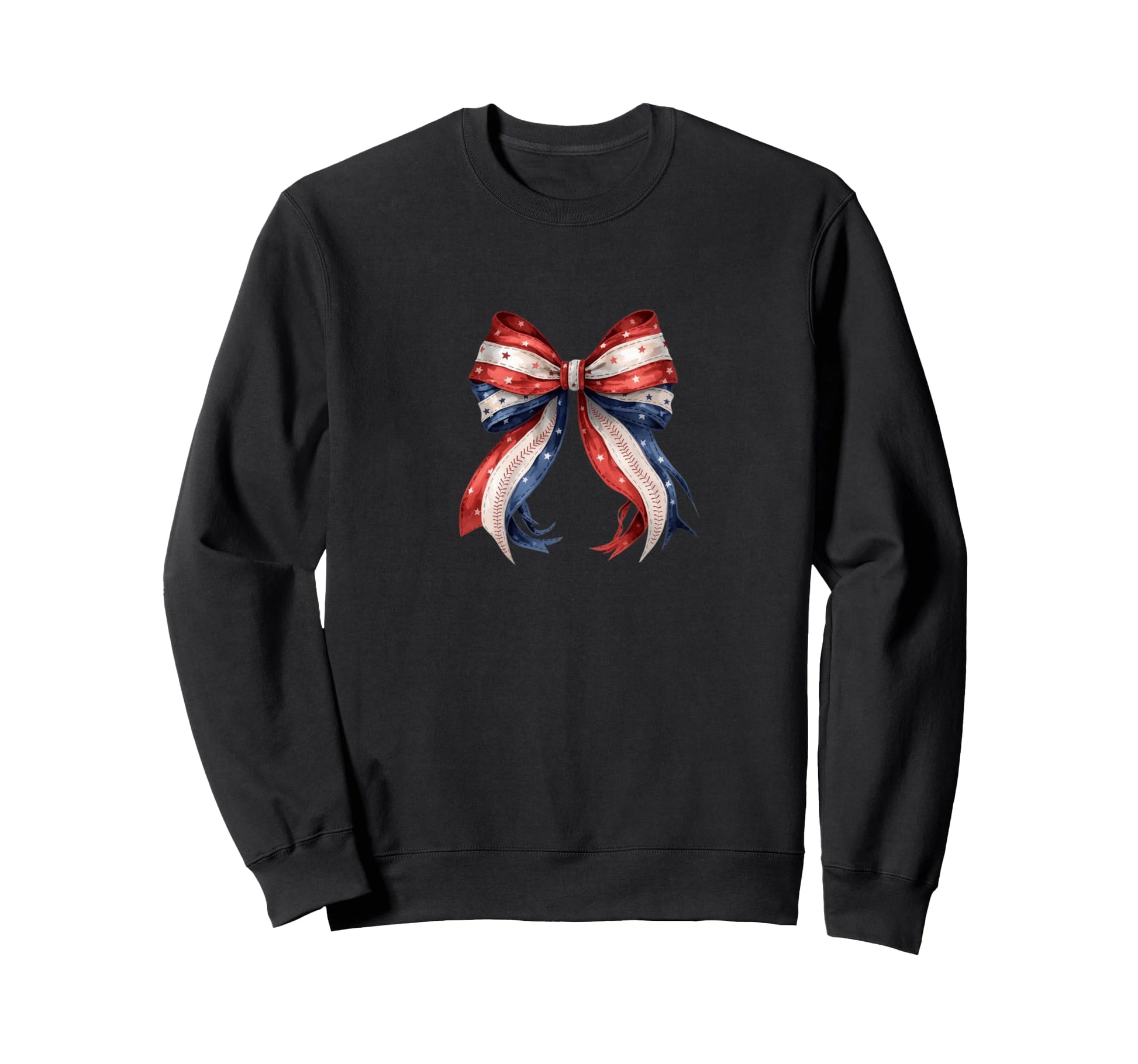 American Flag Baseball Bow Sweatshirt - Novelty Apparel Unisex - T-Shirt, Sweatshirt, Hoodie