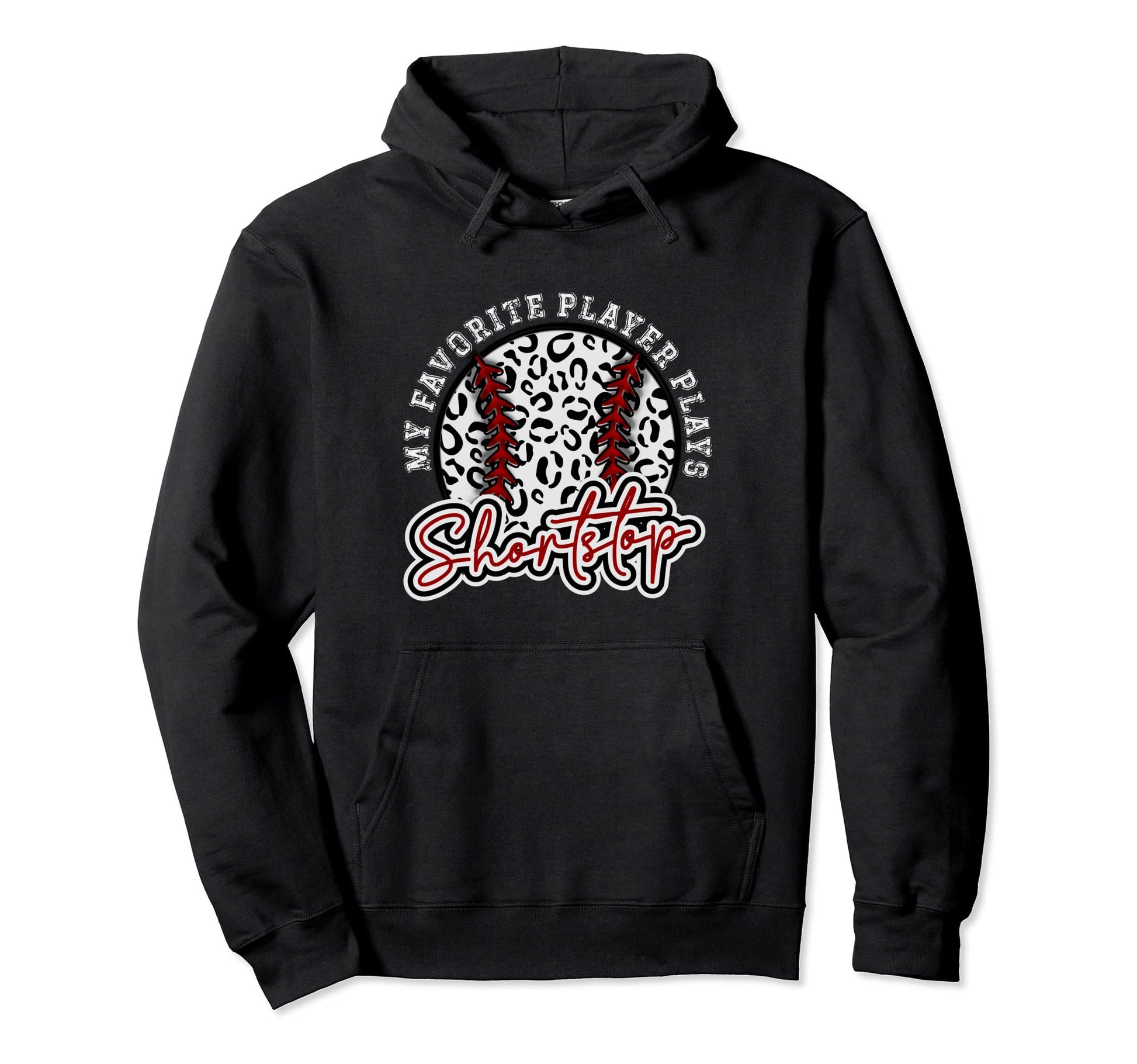 Leopard Cheetah Baseball Shortstop Hoodie - Casual Everyday Wear Unisex - T-Shirt, Sweatshirt, Hoodie