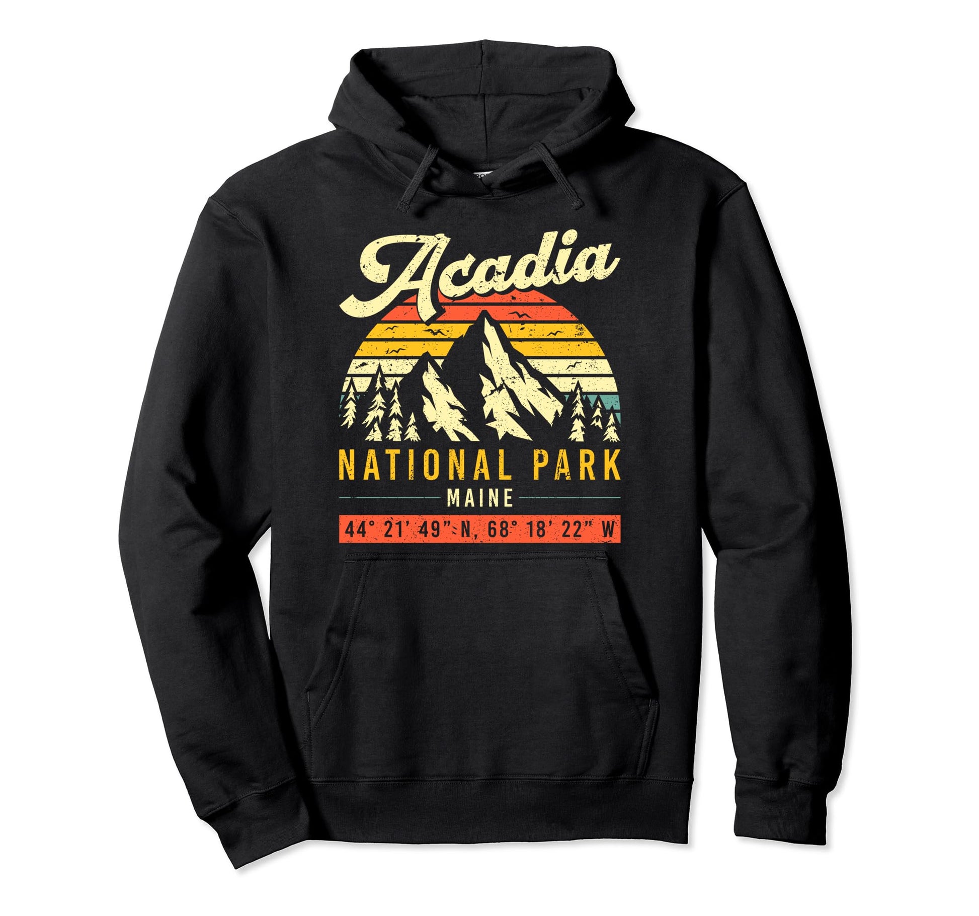 Acadia Coordinates Maine National Hoodie - Casual Everyday Wear Men Women - T-Shirt, Sweatshirt, Hoodie