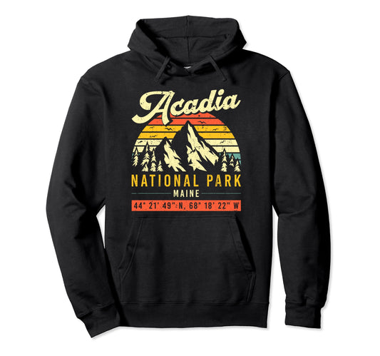 Acadia Coordinates Maine National Hoodie - Casual Everyday Wear Men Women - T-Shirt, Sweatshirt, Hoodie