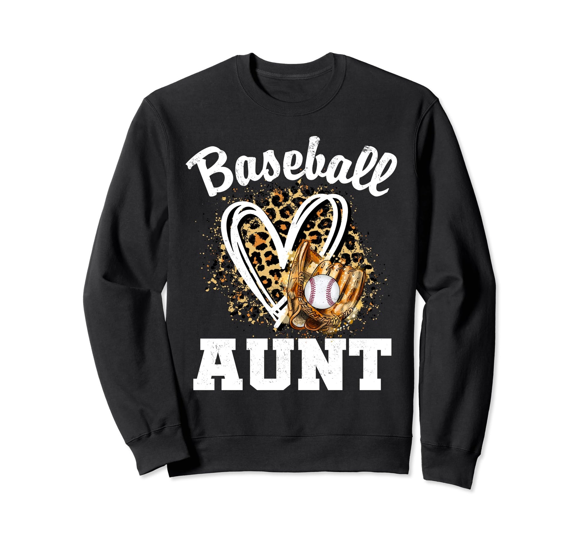 Baseball Aunt Leopard Heart Matching Sweatshirt - Trendy Graphic Unisex - T-Shirt, Sweatshirt, Hoodie