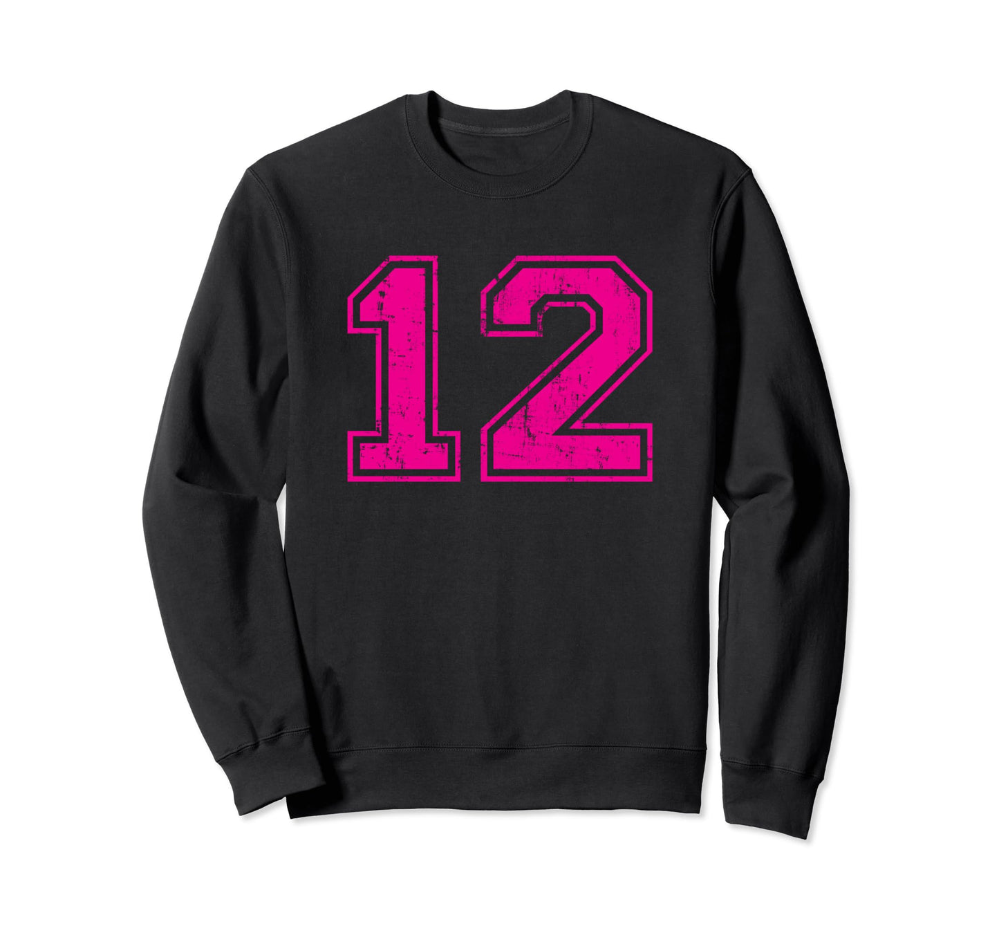 Number 12 Varsity Distressed Sport Sweatshirt - Minimalist Print Men Women - T-Shirt, Sweatshirt, Hoodie