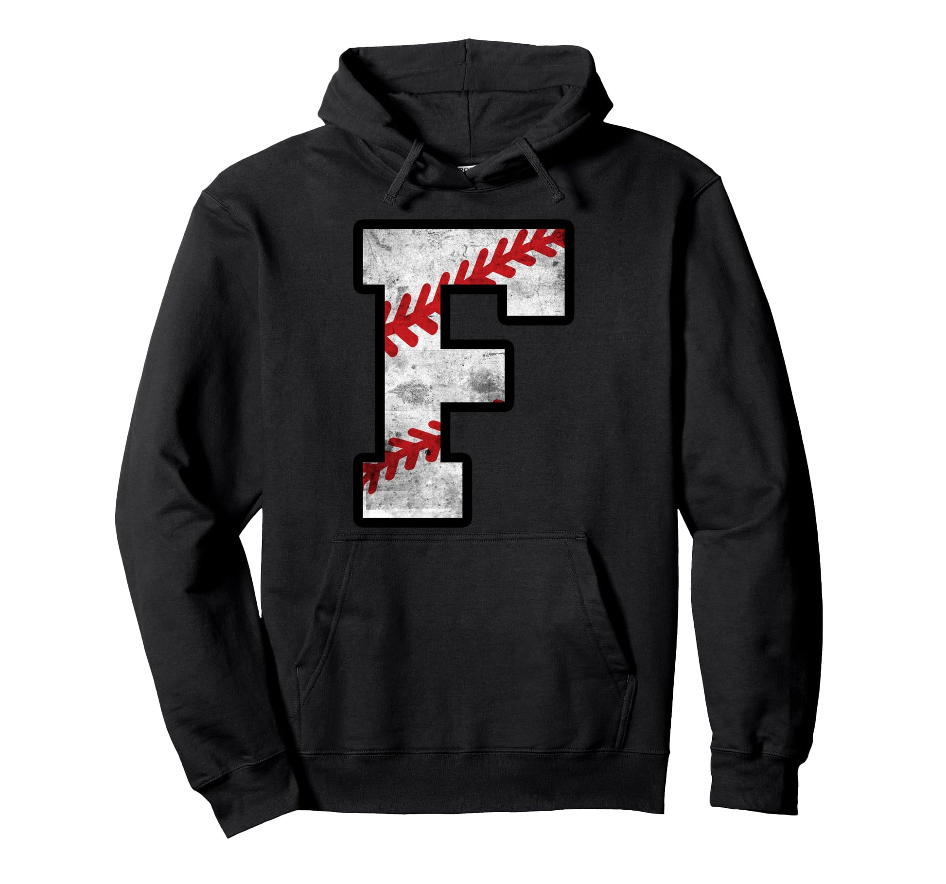 Distressed Baseball Letter F Hoodie - Graphic Print Unisex - T-Shirt, Sweatshirt, Hoodie