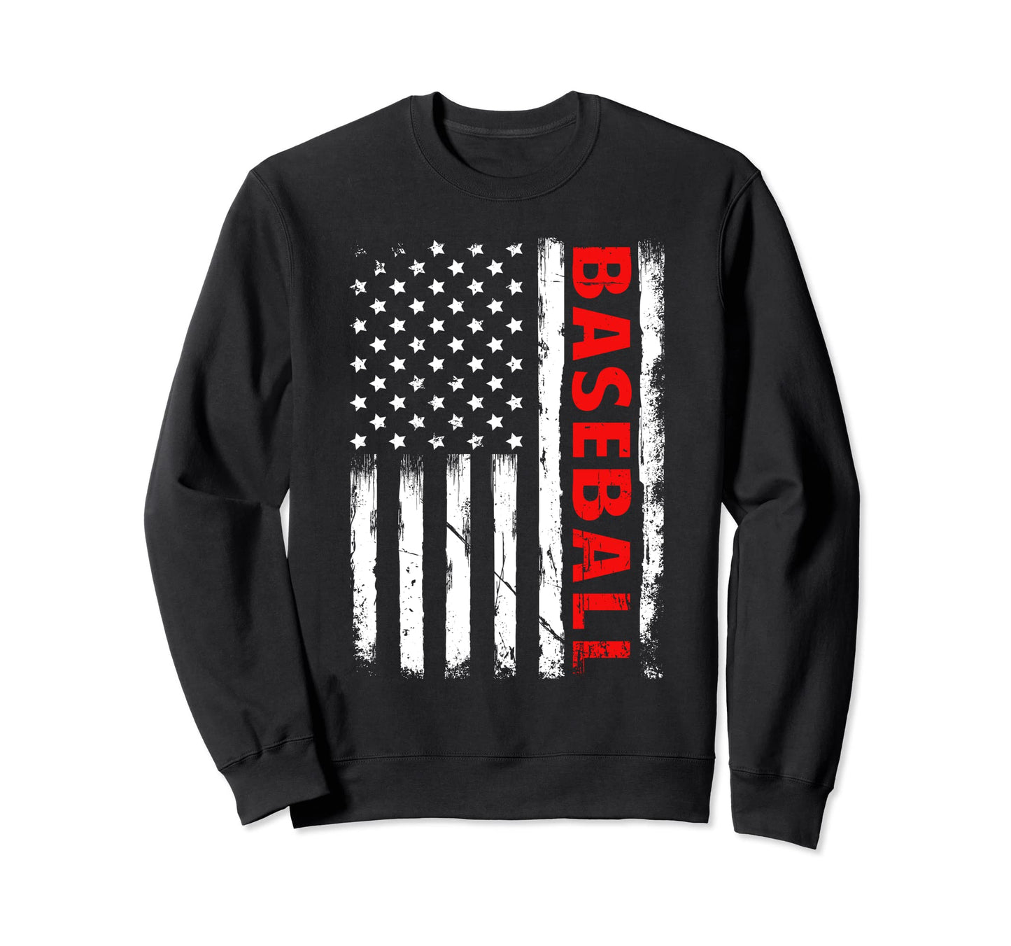 Distressed American Flag Baseball Sweatshirt - Streetwear Style Men Women - T-Shirt, Sweatshirt, Hoodie