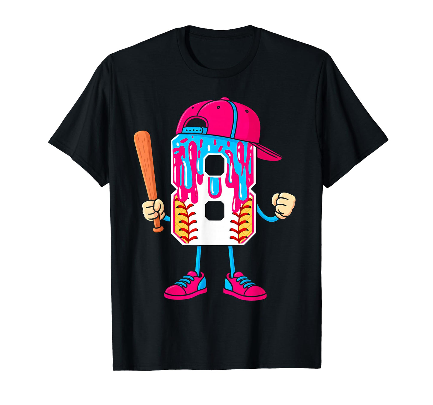 Baseball 8 Year Old Ice Cream Drip T-Shirt - Minimalist Print for Adults - T-Shirt, Sweatshirt, Hoodie