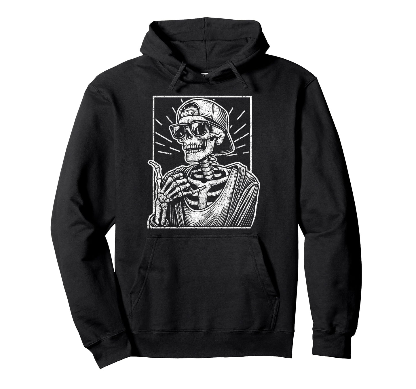 Funny Skeleton Sunglasses Baseball Hoodie - Minimalist Print for Adults - T-Shirt, Sweatshirt, Hoodie