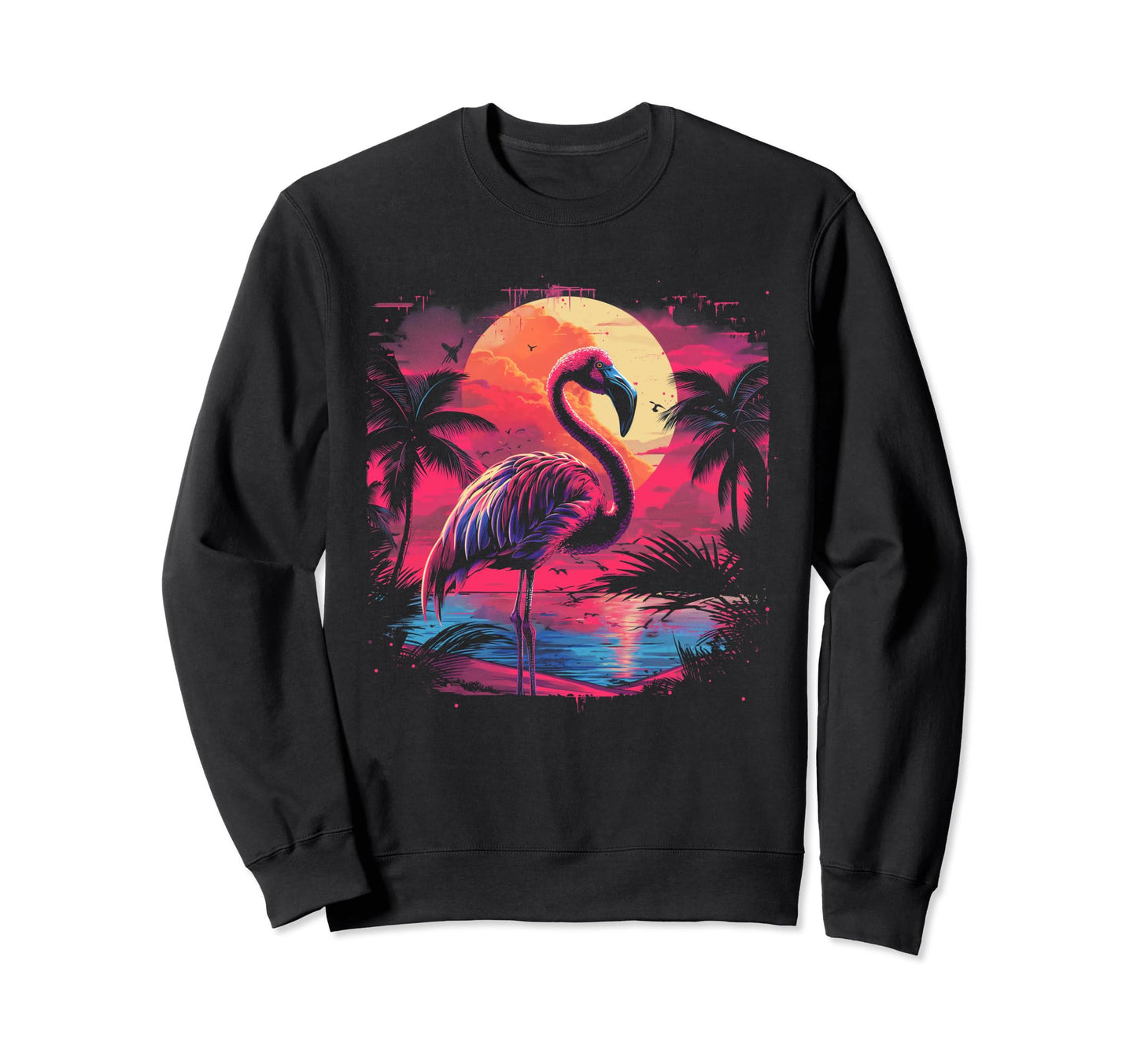 Flamingo Vaporwave Aesthetic Sweatshirt - Streetwear Style Unisex - T-Shirt, Sweatshirt, Hoodie