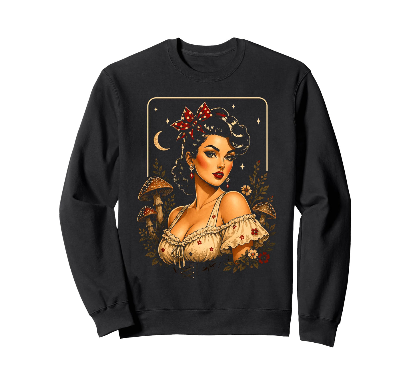Pop Art Pinup Mushroom Sweatshirt - Custom Art Print for Adults - T-Shirt, Sweatshirt, Hoodie