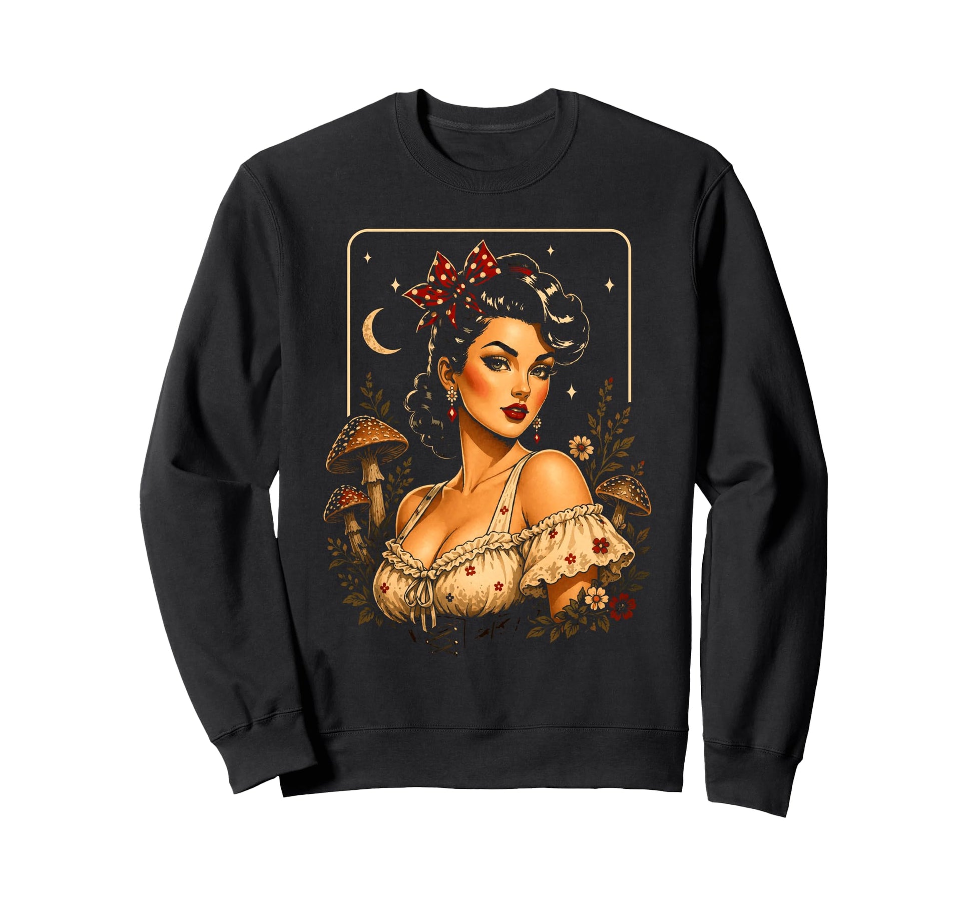 Pop Art Pinup Mushroom Sweatshirt - Custom Art Print for Adults - T-Shirt, Sweatshirt, Hoodie