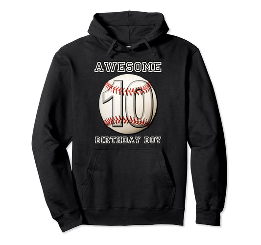 10 Years Old Baseball Themed 10Th Hoodie - Unique Graphic for Adults - T-Shirt, Sweatshirt, Hoodie