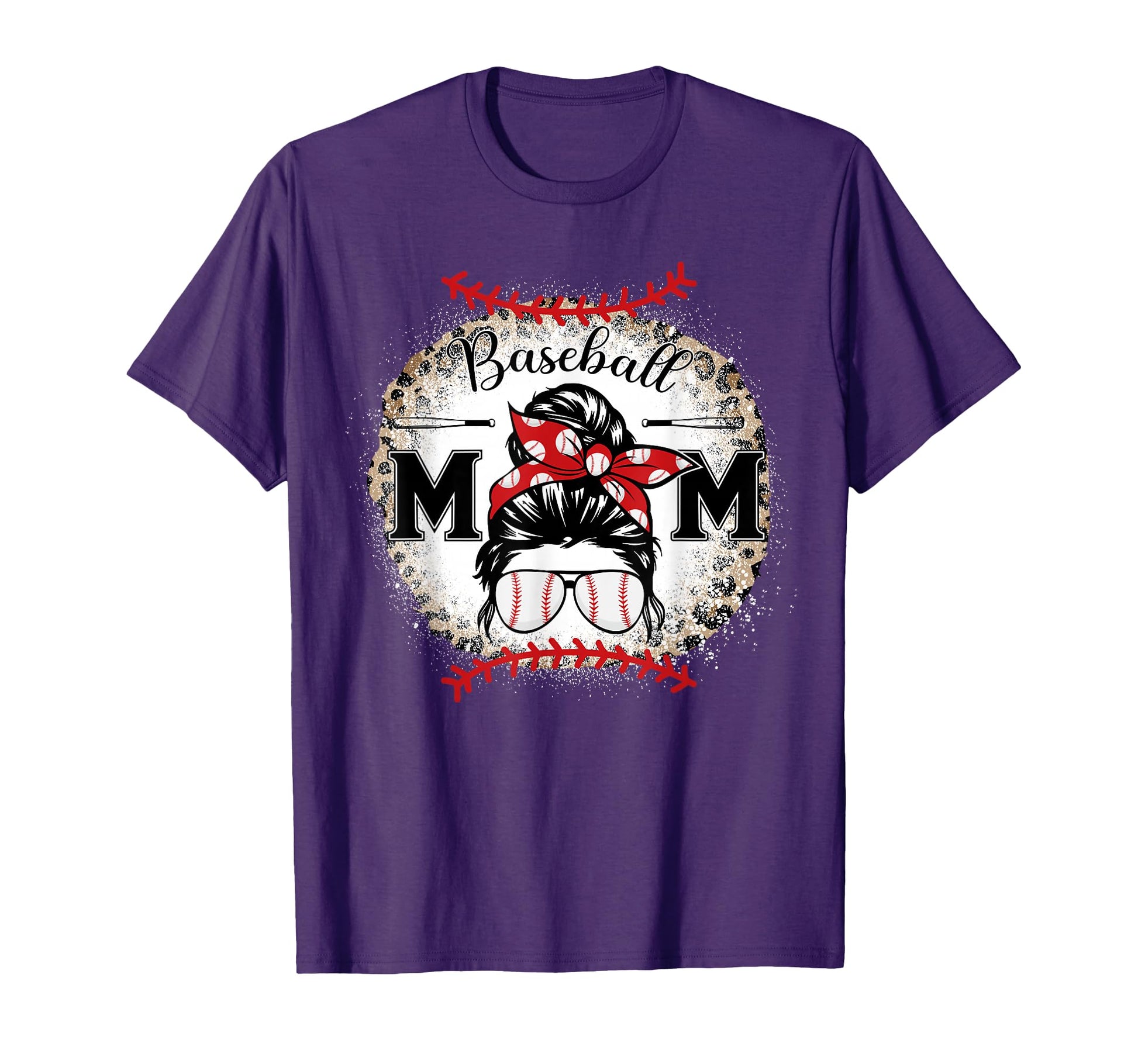 Baseball Mom Leopard Happy Mothers Day T-Shirt - Streetwear Style Men Women - T-Shirt, Sweatshirt, Hoodie