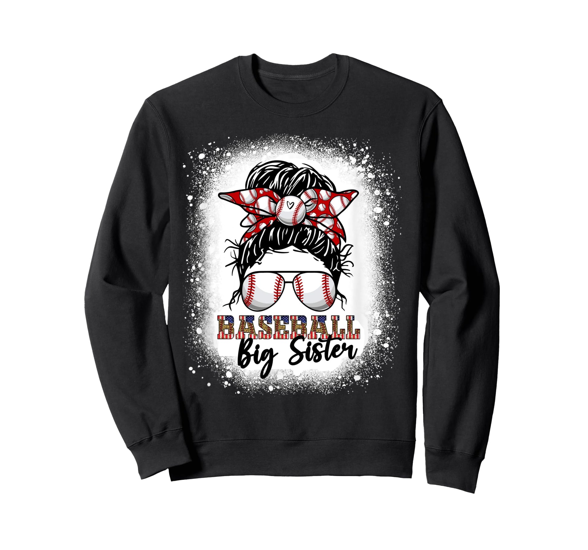 Baseball Big Sister Messy Bun Hair Sweatshirt - Streetwear Style Unisex - T-Shirt, Sweatshirt, Hoodie