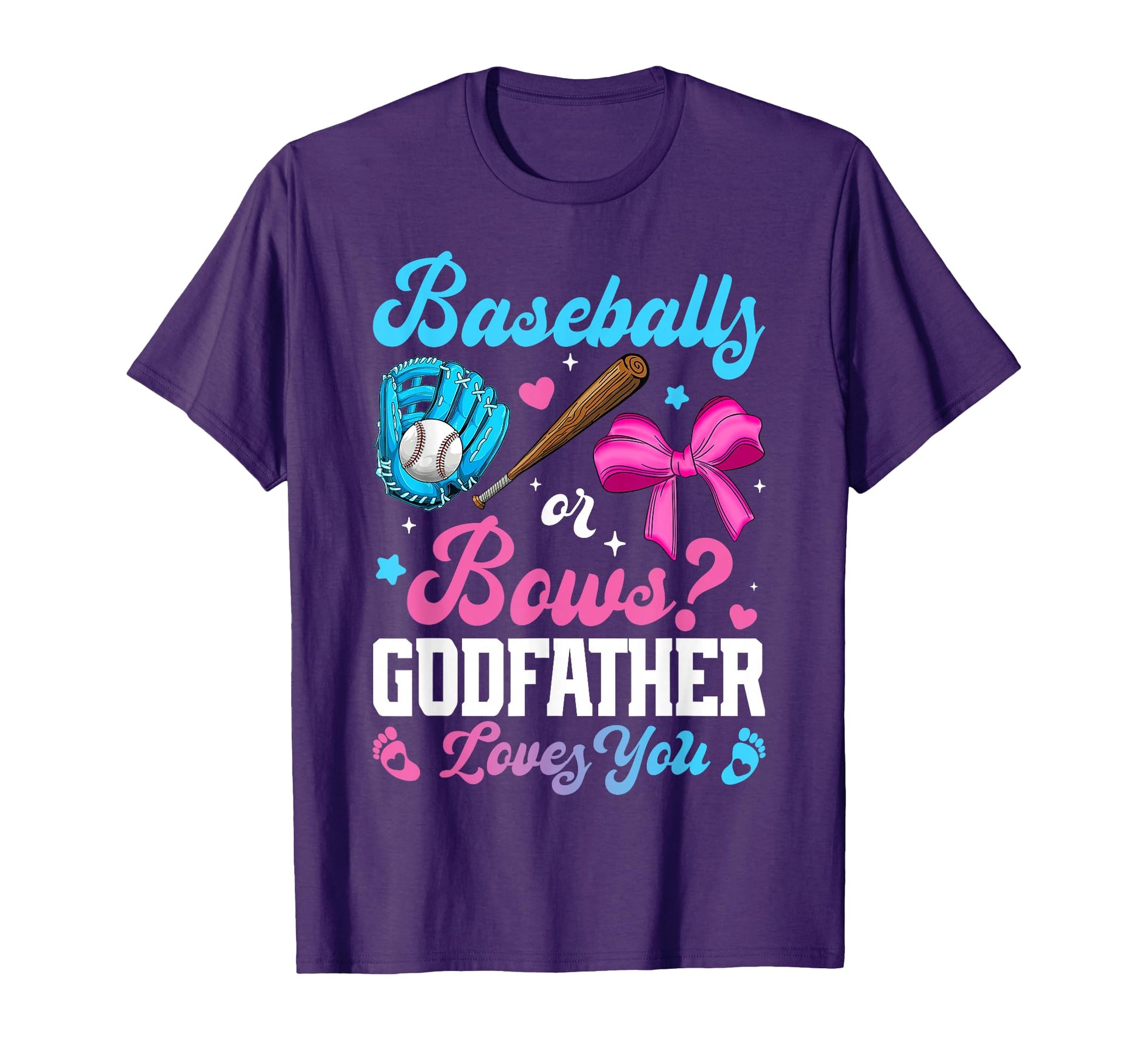 Baseball Or Bows Godfather Loves You T-Shirt - Graphic Print for Adults - T-Shirt, Sweatshirt, Hoodie