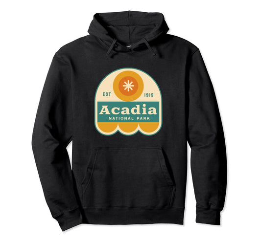 Acadia National Park Logo Badge Hoodie - Novelty Apparel Unisex - T-Shirt, Sweatshirt, Hoodie