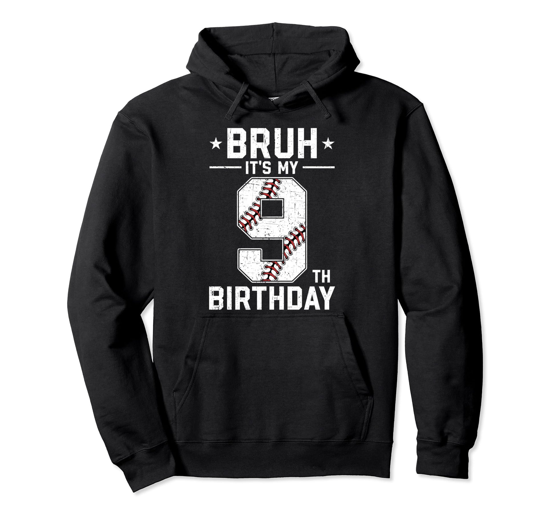 9 Year Old Birthday Baseball Bruh Its Hoodie - Minimalist Print Men Women - T-Shirt, Sweatshirt, Hoodie