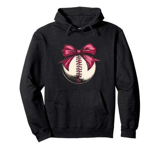 Baseball Coquette Bow Baseball Mom Hoodie - Custom Art Print Unisex - T-Shirt, Sweatshirt, Hoodie
