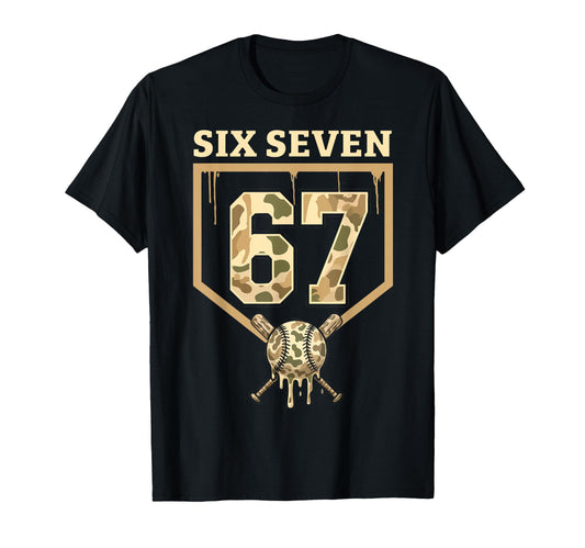 Baseball Ice Cream Drip 67 Camo Six T-Shirt - Novelty Apparel Men Women - T-Shirt, Sweatshirt, Hoodie