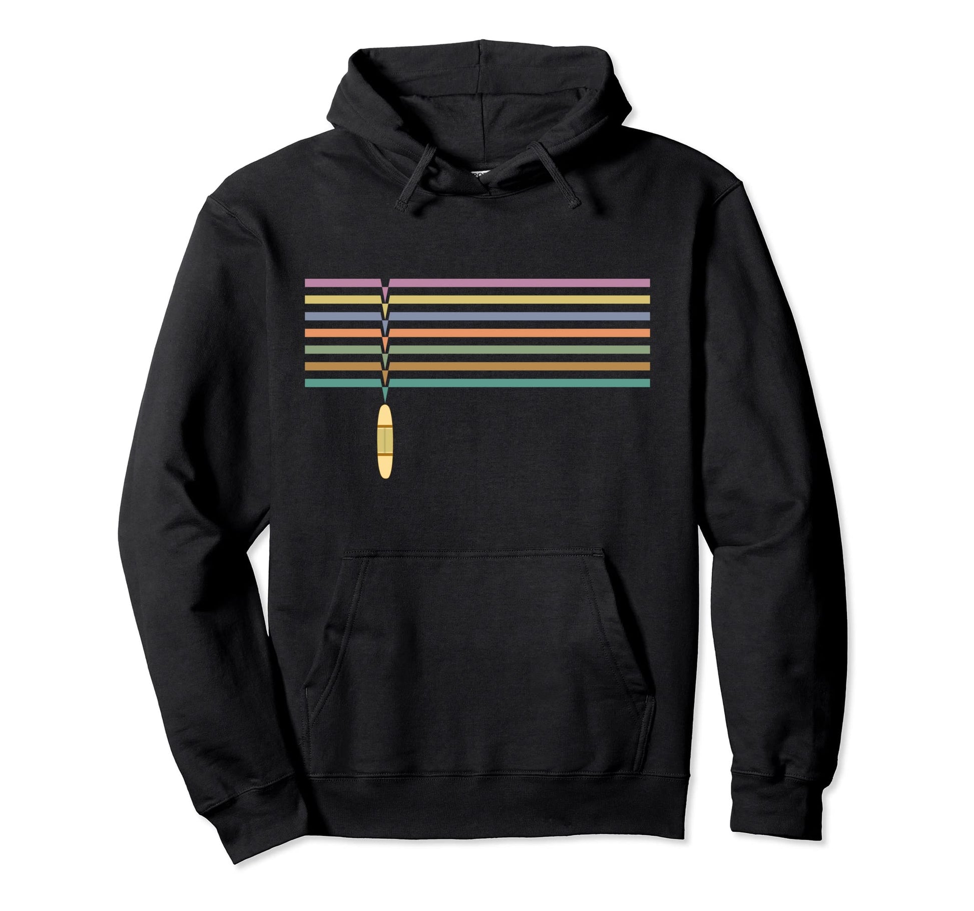 Surfers Surfboard Stripes Sixties Hoodie - Fun Novelty Design for Adults - T-Shirt, Sweatshirt, Hoodie