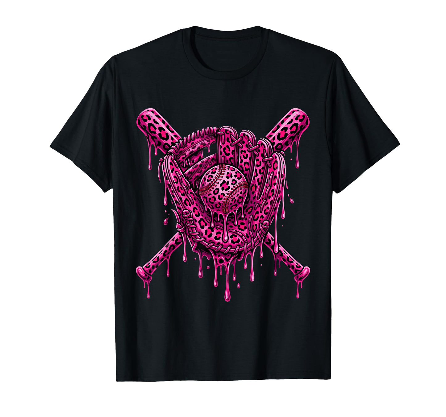 Baseball Drip Leopard Pattern Dripping T-Shirt - Fun Novelty Design Unisex - T-Shirt, Sweatshirt, Hoodie