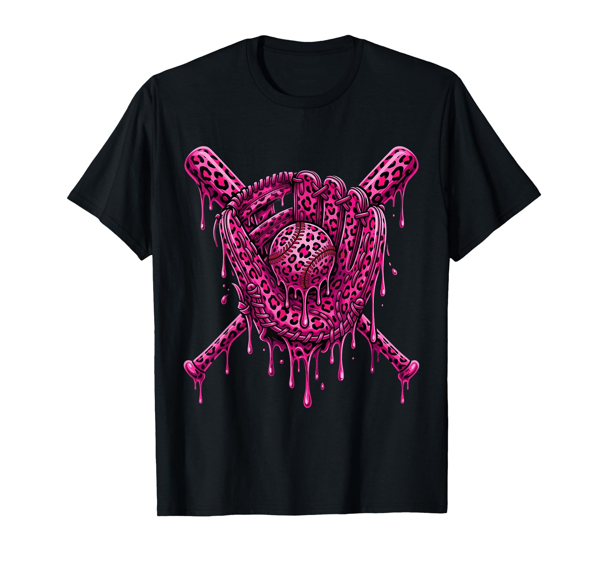 Baseball Drip Leopard Pattern Dripping T-Shirt - Fun Novelty Design Unisex - T-Shirt, Sweatshirt, Hoodie