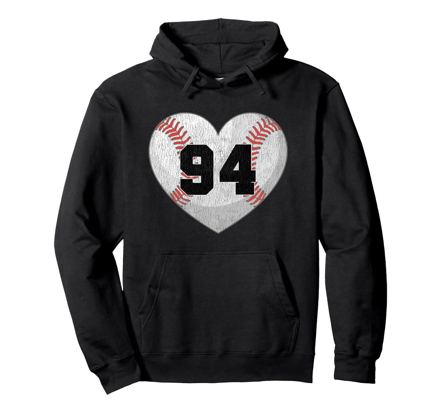 Baseball Number 94 Distressed Heart Hoodie - Minimalist Print Unisex - T-Shirt, Sweatshirt, Hoodie