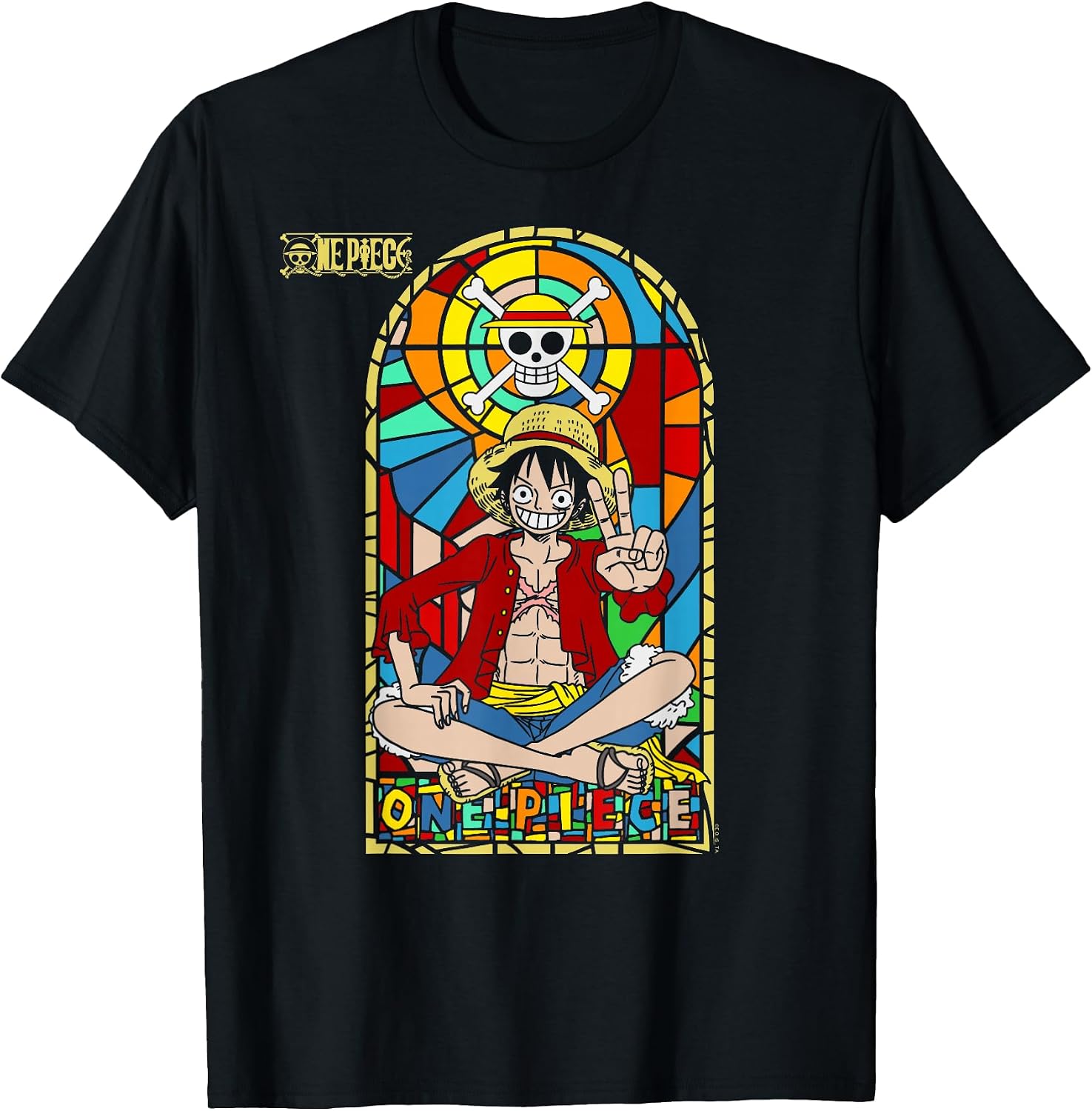 Anime Monkey D. Luffy Stained Glass Window - Adult & Kids T-Shirts, Sweatshirts & Hoodies apparel design preview 1