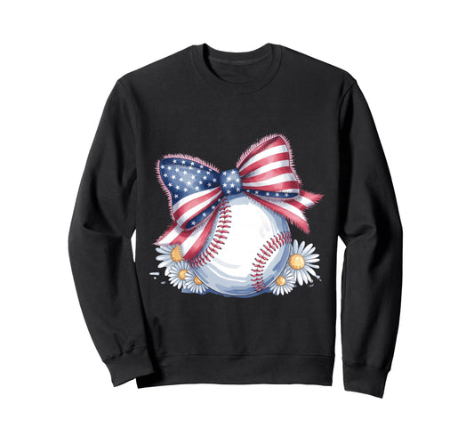 American Baseball Coquette Bow Sweatshirt - Fun Novelty Design Men Women - T-Shirt, Sweatshirt, Hoodie