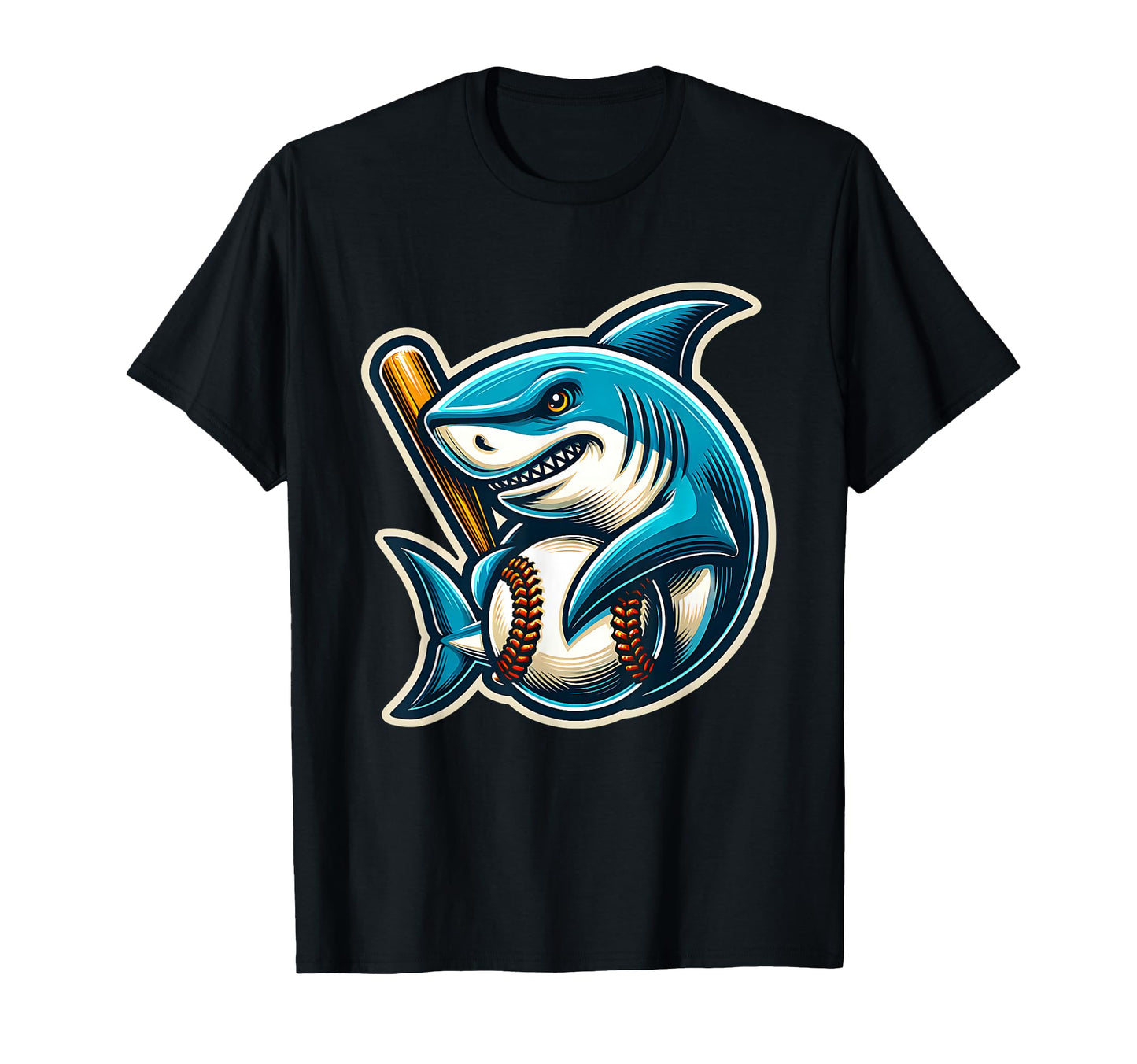 Baseball Shark Funny Player Sports T-Shirt - Graphic Print Men Women - T-Shirt, Sweatshirt, Hoodie